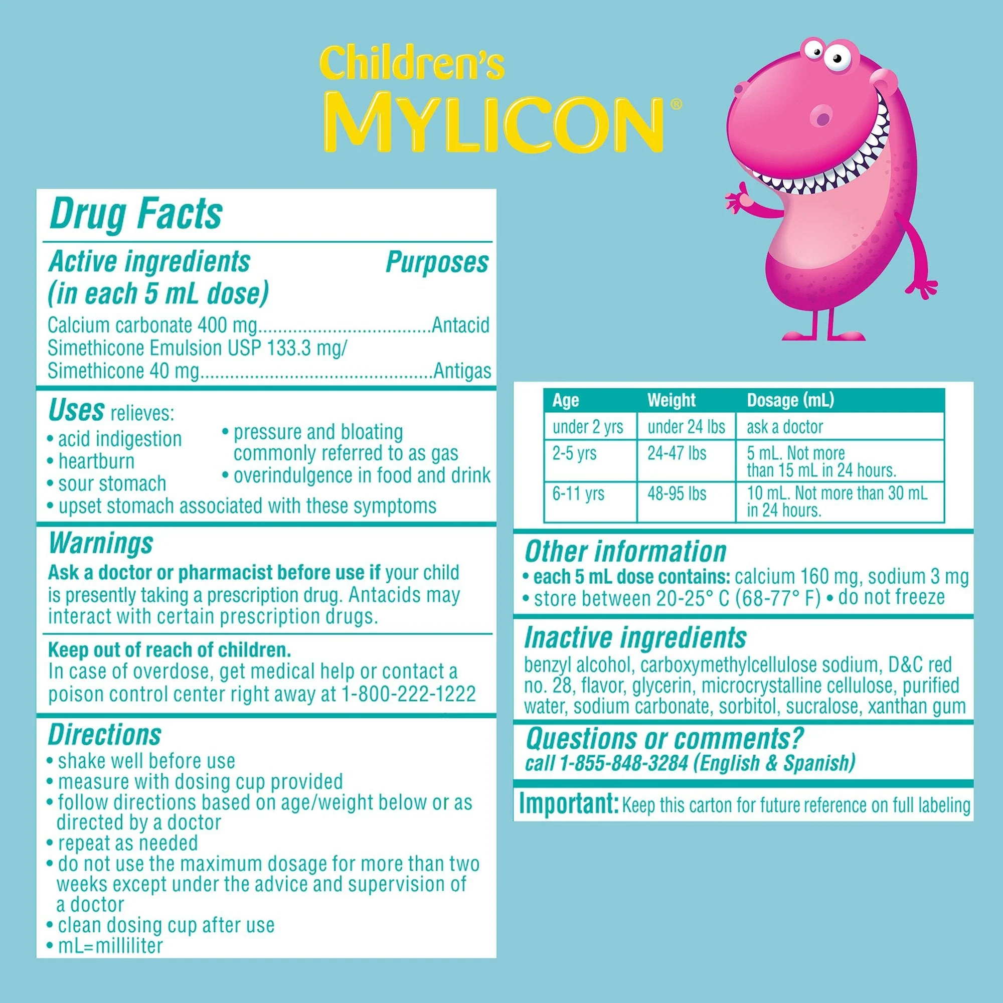 Infirst Healthcare Inc Mylicon Children's All-in-One Tummy Relief For Kids Bubble Gum Flavor - Image 2