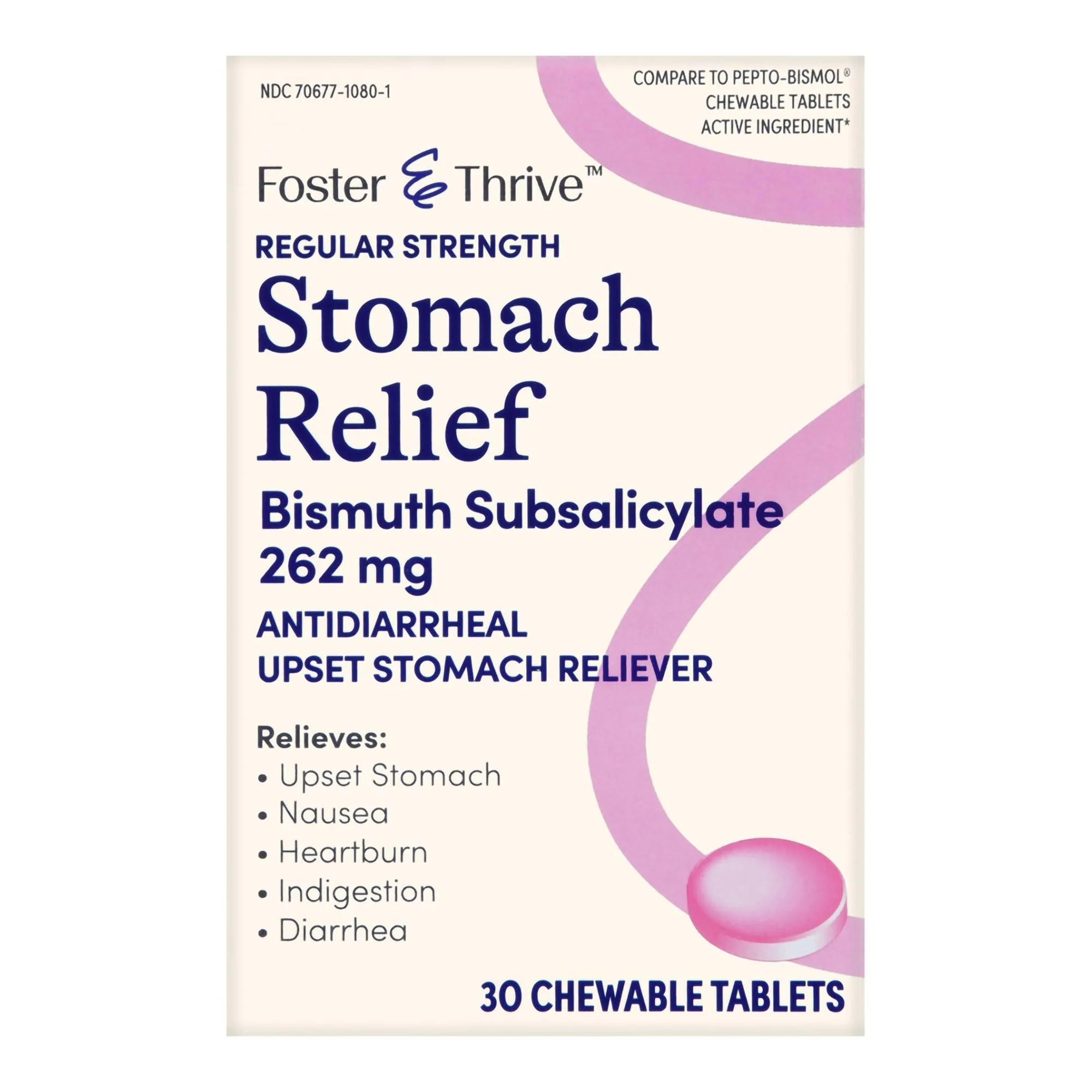 McKesson Brand Foster & Thrive Stomach Relief 262 mg Bismuth Salicylate Chewable Tablets (30/CT)