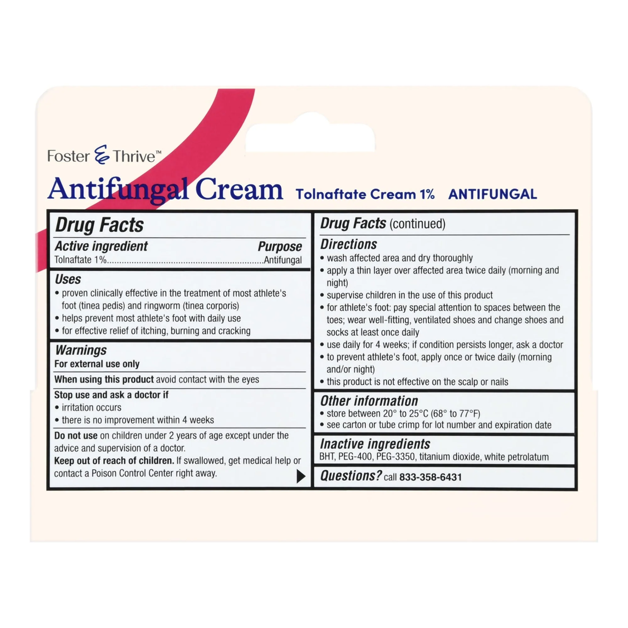 McKesson Brand Foster & Thrive Antifungal Cream Tolnaftate 1%, 0.5-ounce tube - Image 3