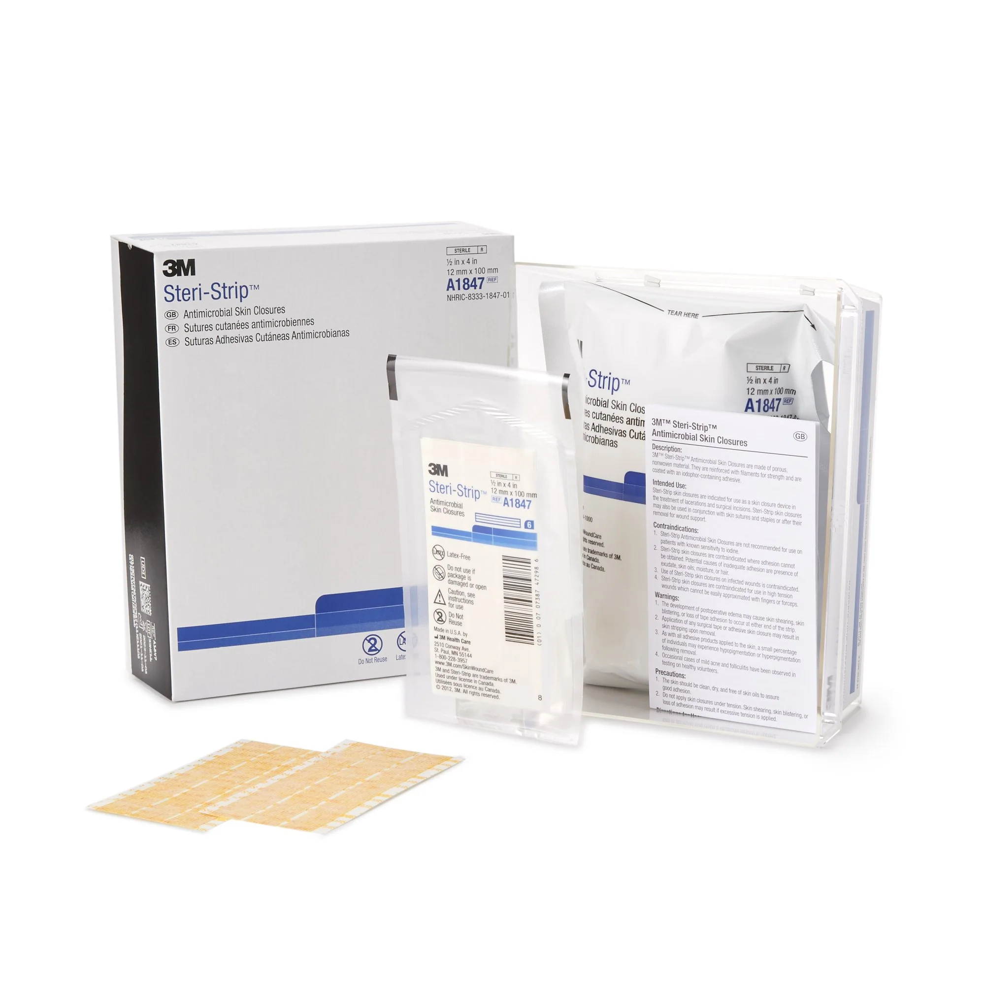 Solventum Corporation 3M Steri-Strip Antimicrobial Skin Closure Strip, 1/2 x 4 Inch (200/CS)