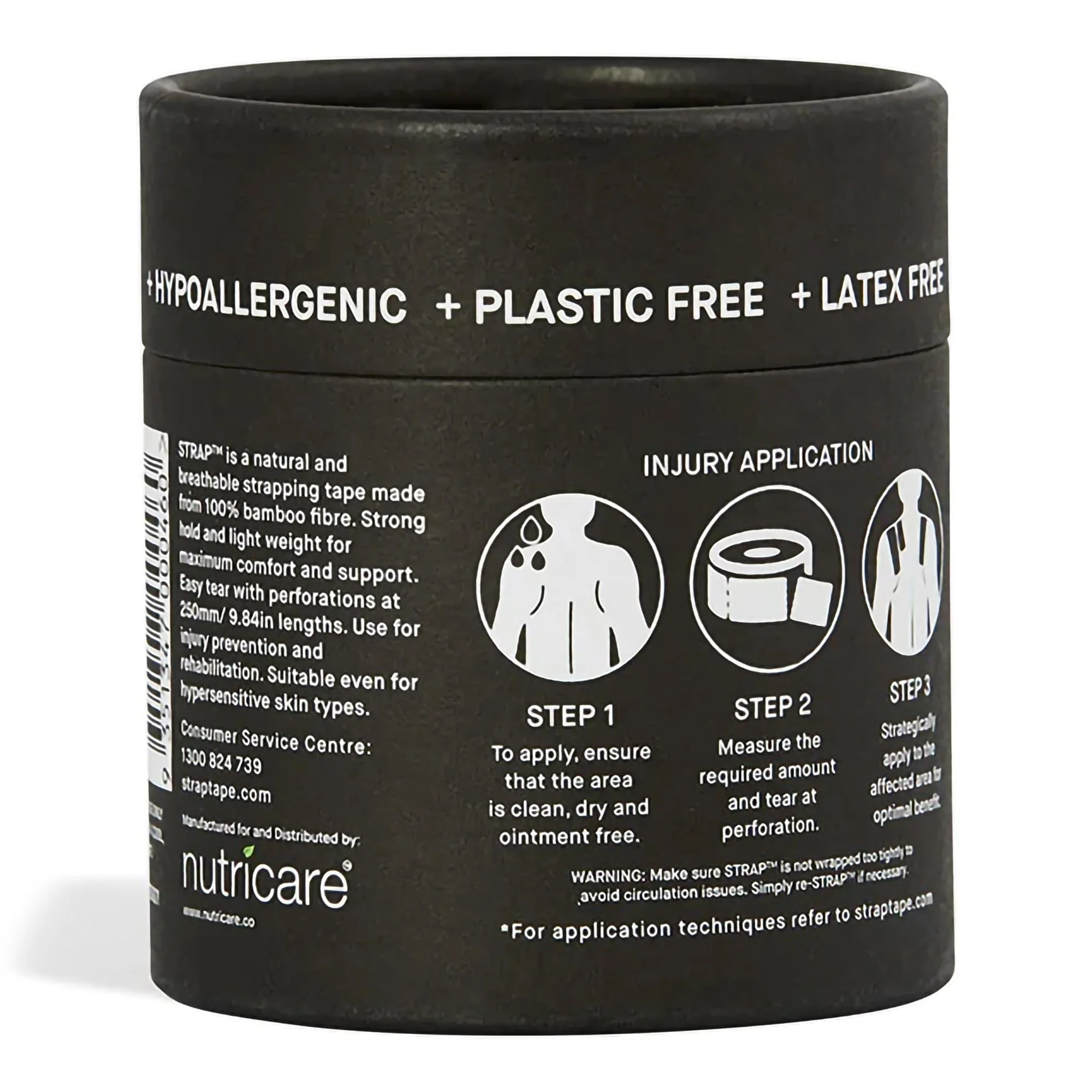 Nutricare USA LLC Strap Bamboo Fiber Athletic Tape, 1.97 Inch x 5-1/2 Yard, Black (24/CS) - Image 2