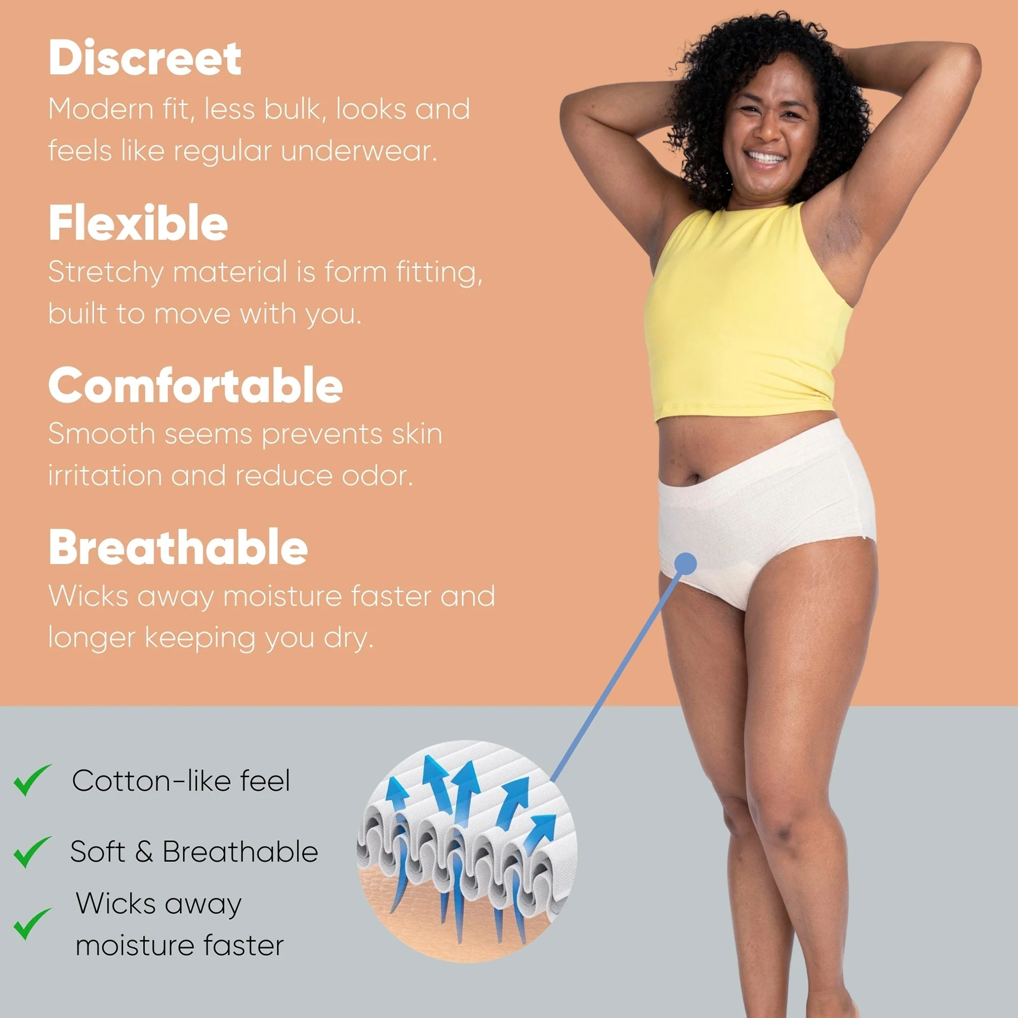 Valrico LLC Nexwear Women's Pull-On Absorbent Underwear, Small/Medium, Tan (60/CS) - Image 4