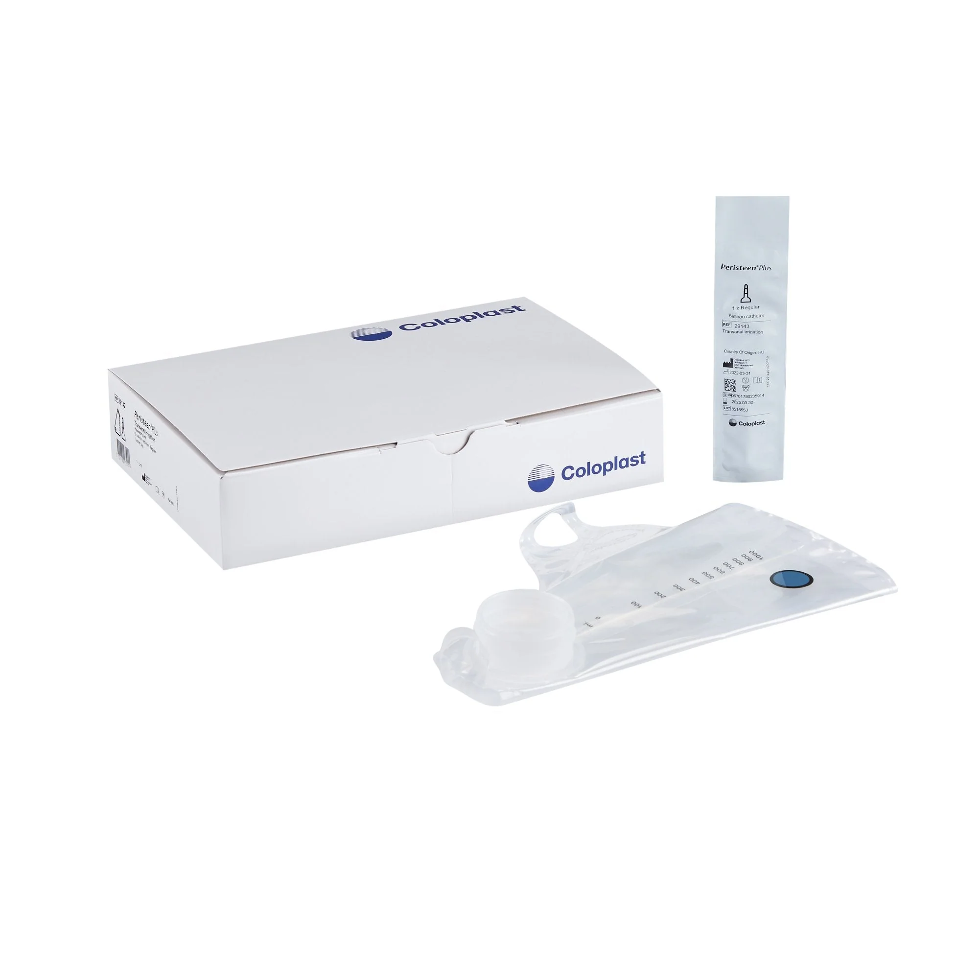 Coloplast Balloon Catheter Accessory Unit Peristeen Plus 15 Regular Catheters, 1 Water Bag For Peristeen Plus TAI System with Regular Balloon Catheter