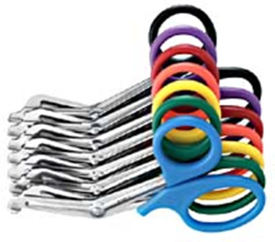 Bandage and Utility Scissors Miltex Universal 7-1/2 Inch Length OR / Surgical Grade German Stainless Steel / Plastic NonSterile Blue Finger Ring Handle Angled Blunt Tip / Blunt Tip