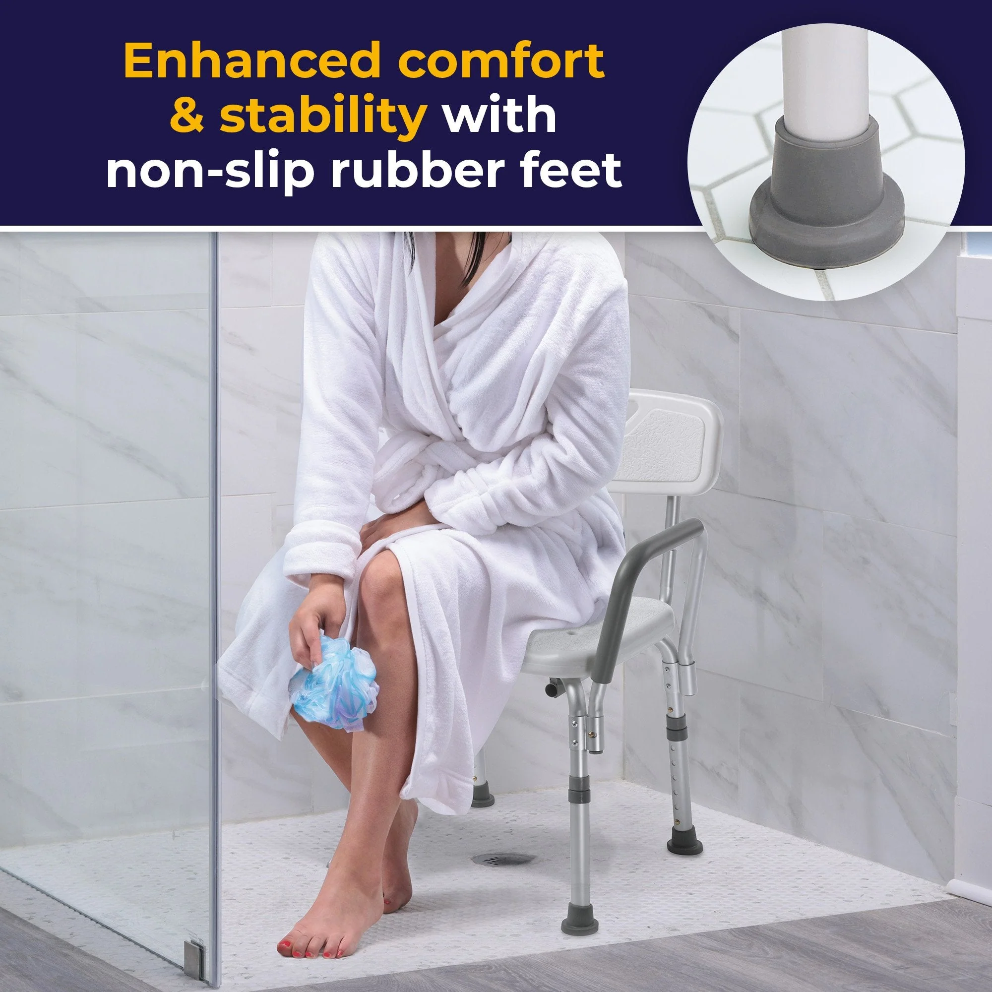 Drive DeVilbiss Healthcare drive Shower Chair with Back and Removable Padded Arms - Image 6