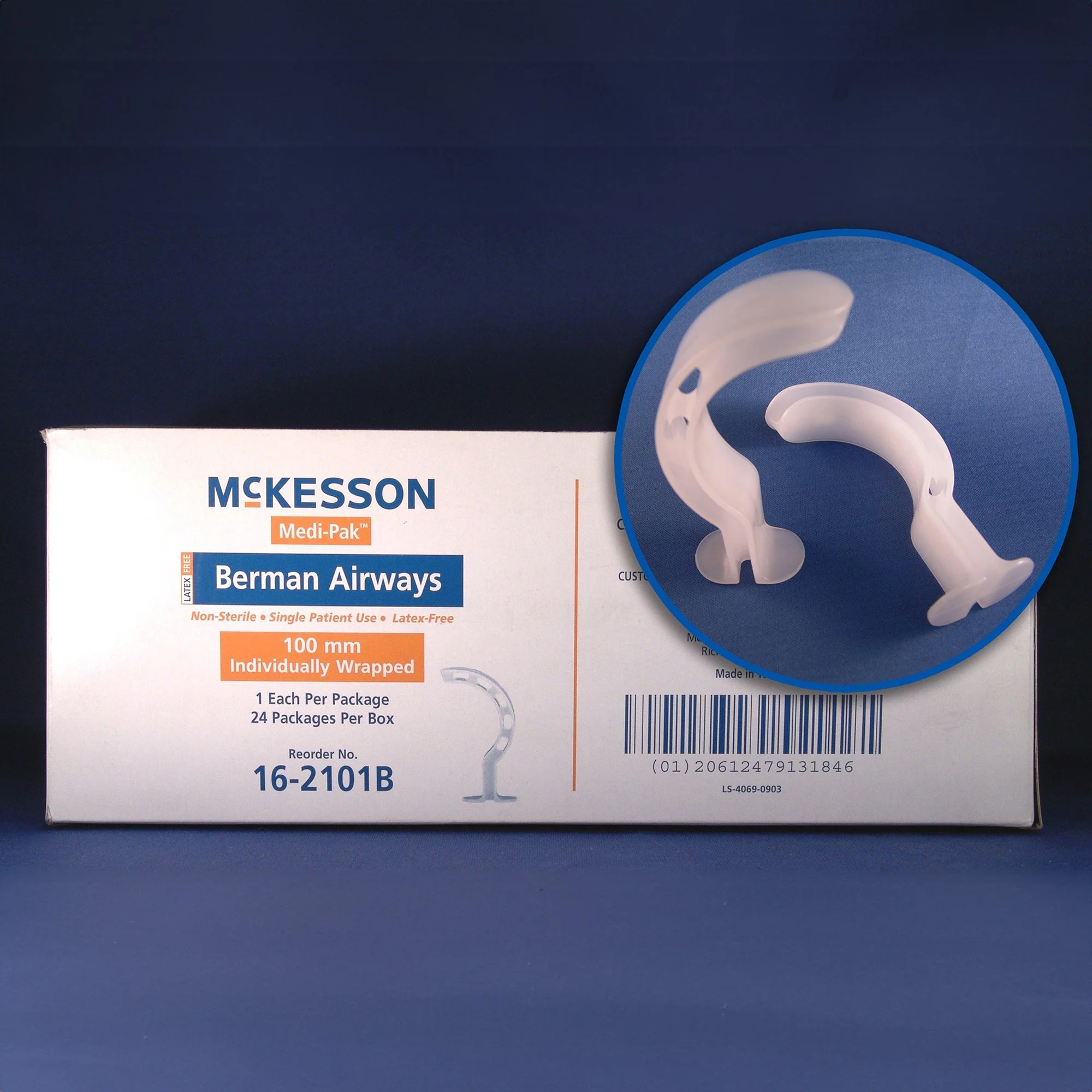 Berman Oropharyngeal Airway McKesson White 40 mm Length ISO 9 NonSterile Adult
