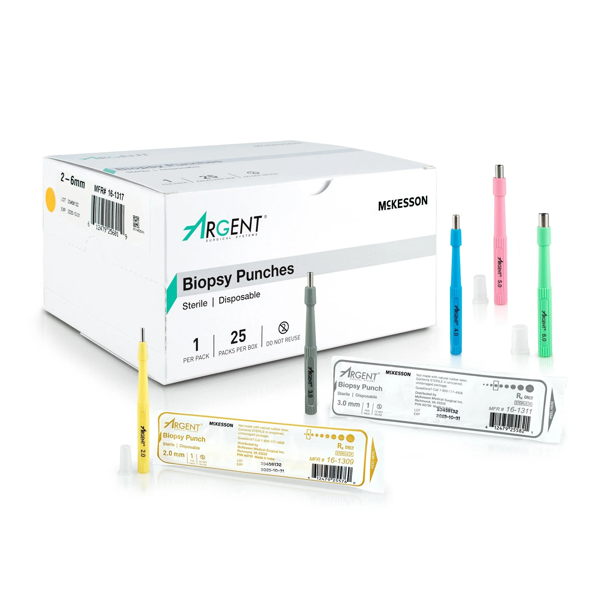 McKesson Brand McKesson Argent Disposable Biopsy Punches, 2.0 - 6.0 mm (100/CS)