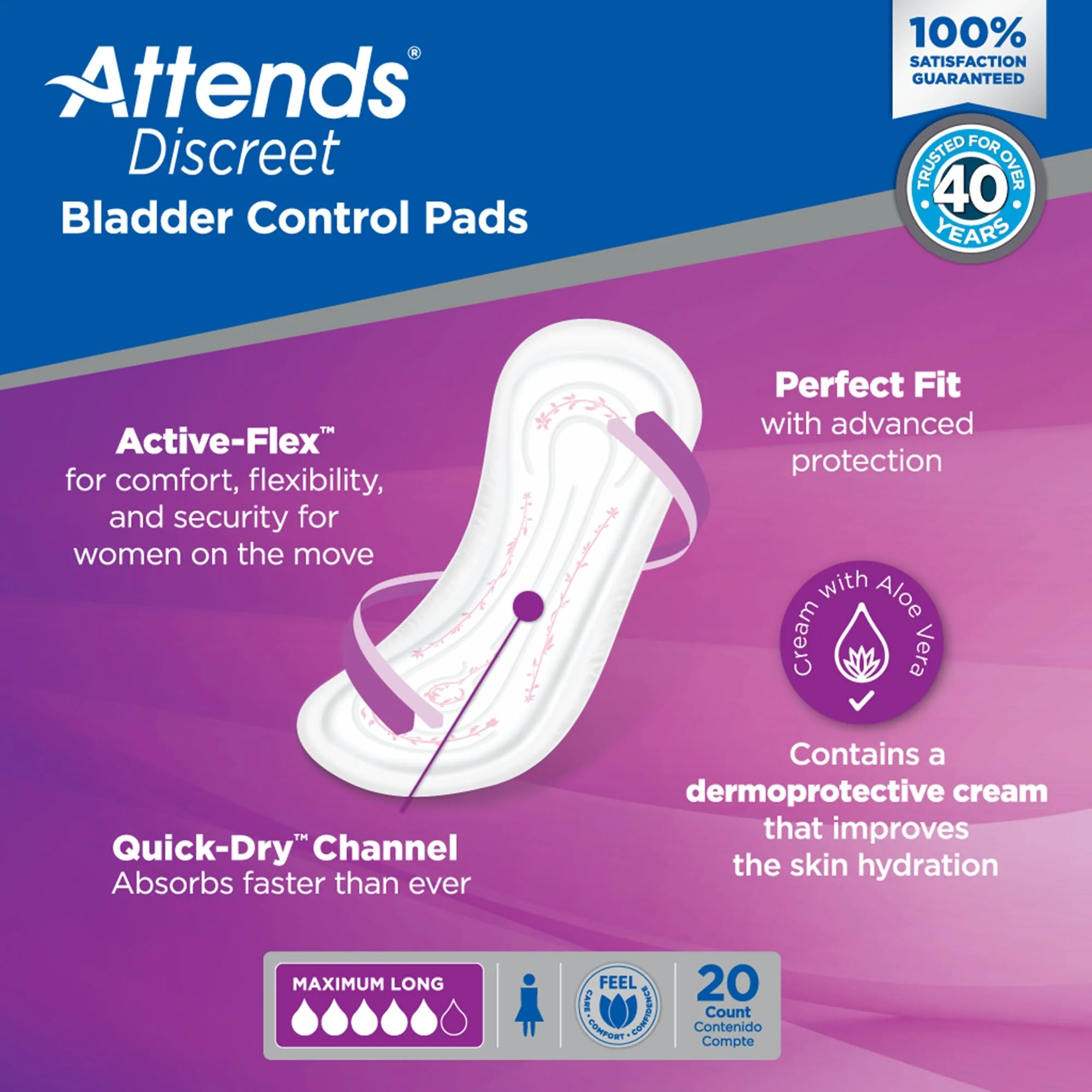 Attends Healthcare Products Attends Discreet Women's Maximum Long Bladder Control Pad, 14.5-Inch Length (200/CS) - Image 5