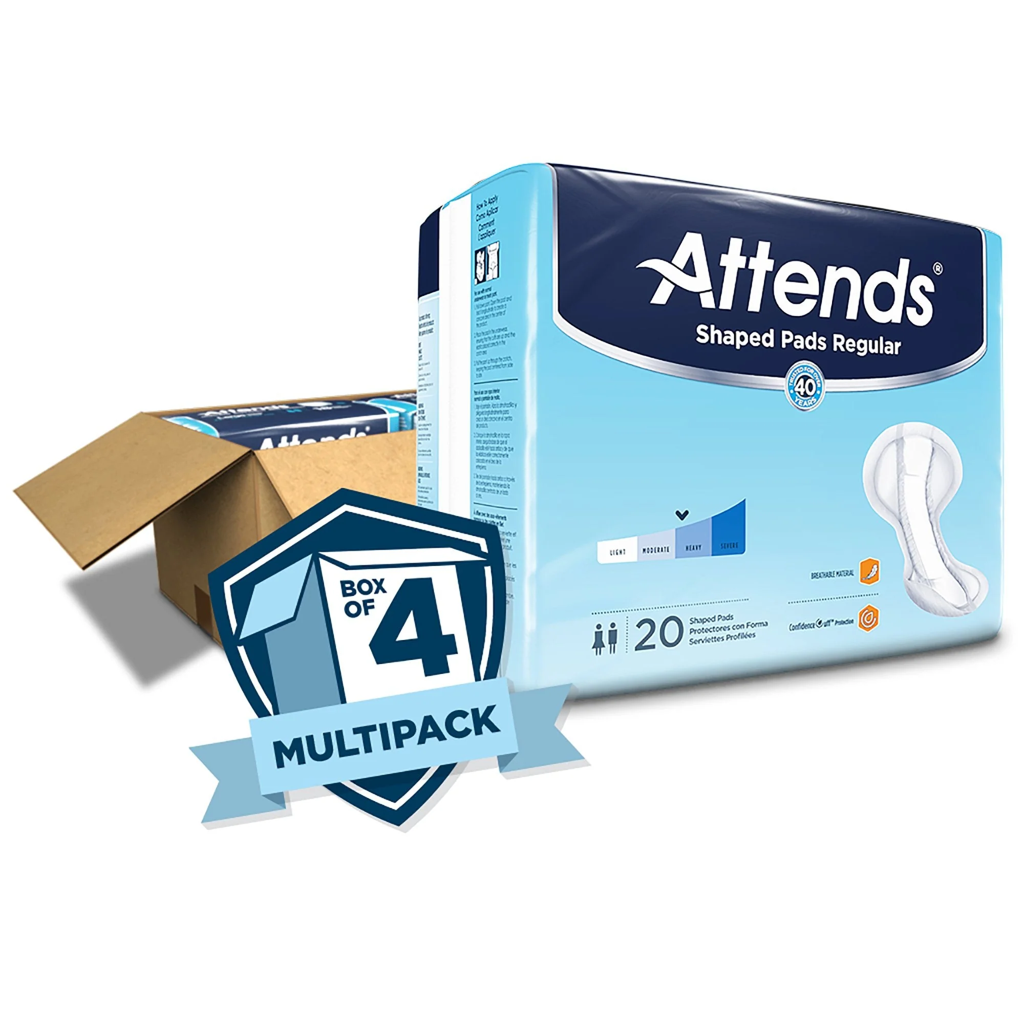 Attends Healthcare Products Attends Shaped Bladder Control Pads, Regular (80/CS) - Image 4