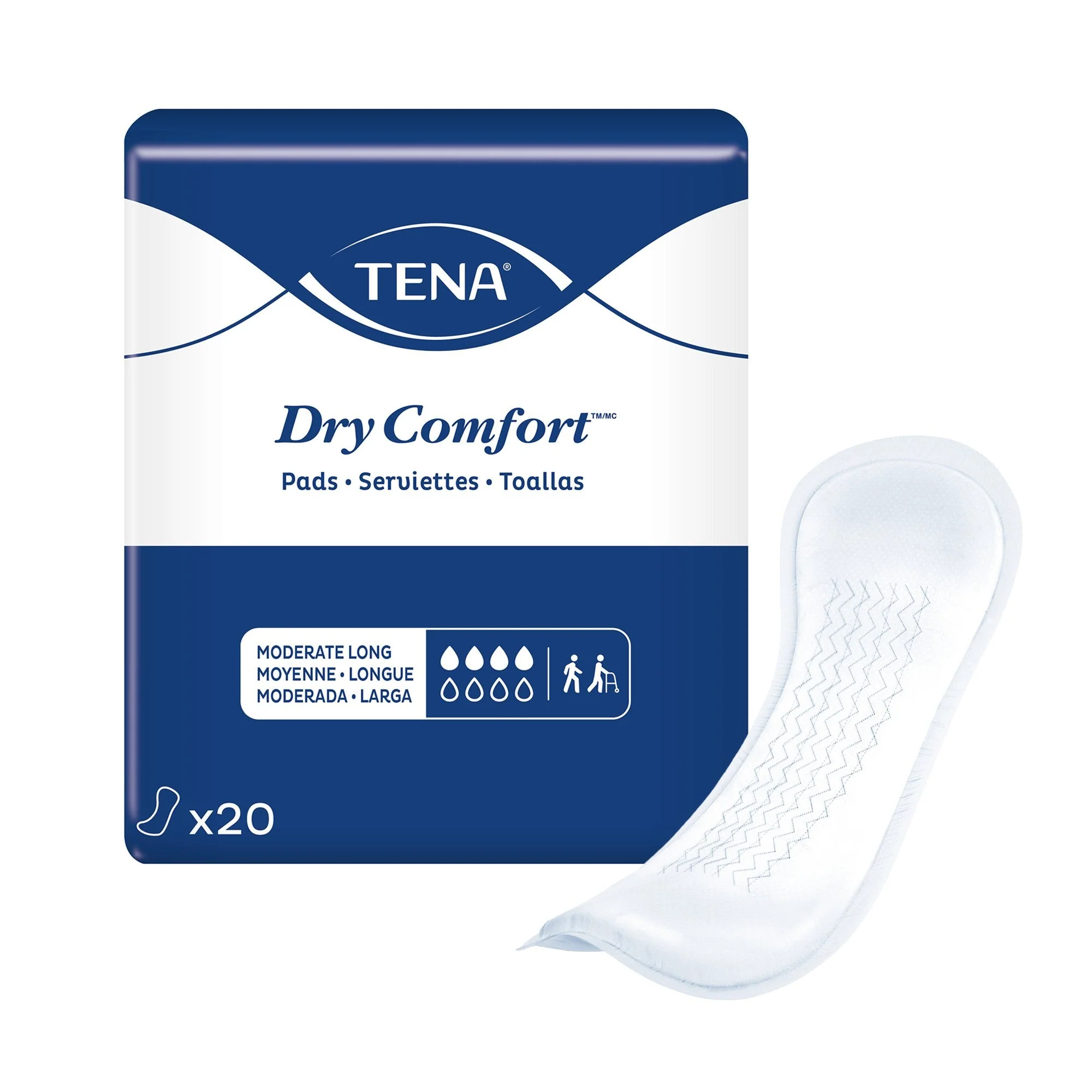 Essity HMS North America Inc Bladder Control Pad TENA Dry Comfort 12 Inch Length Moderate Absorbency Super Absorbent Core One Size Fits Most (120/CS)