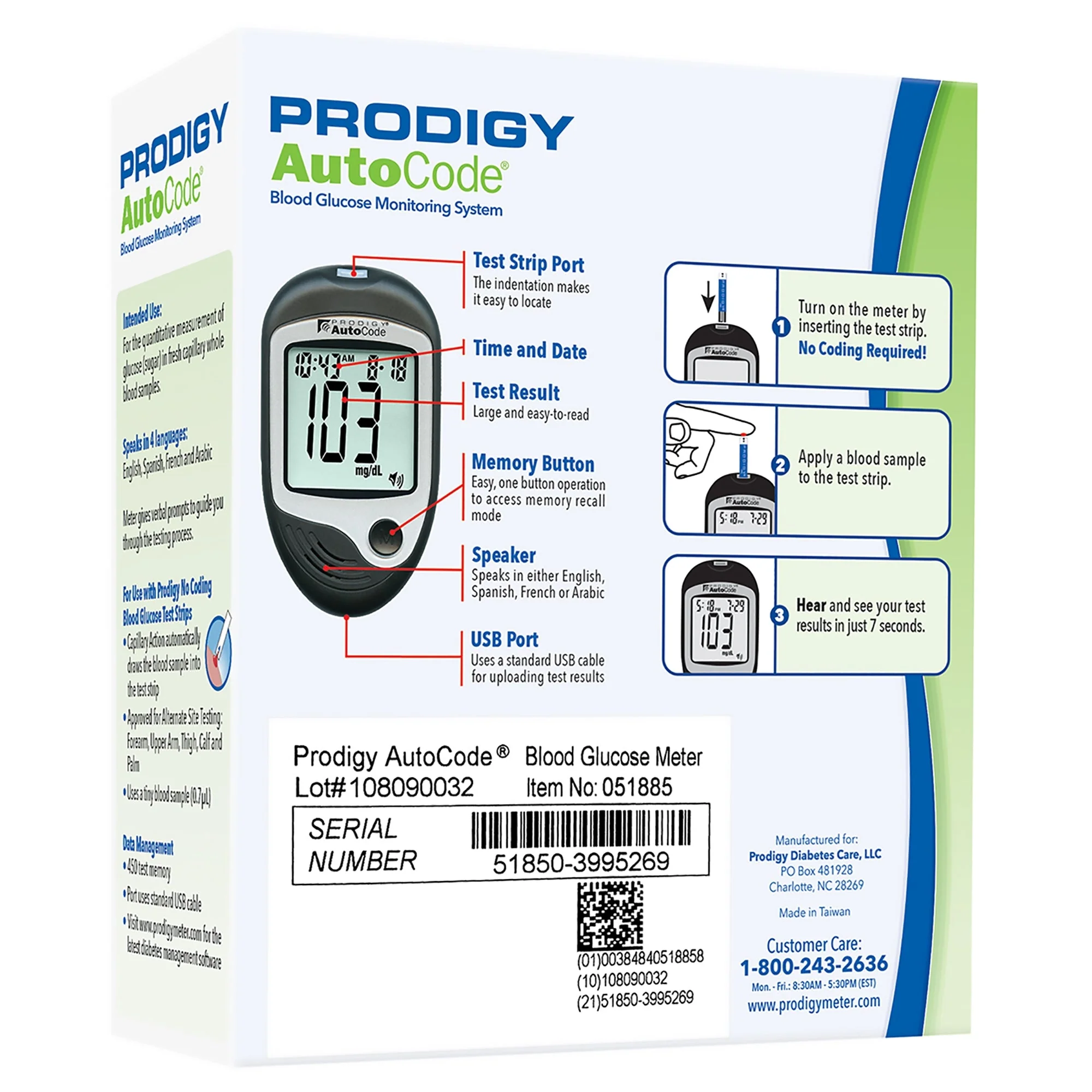 Prodigy Diabetes Care Prodigy AutoCode Blood Glucose Monitory System (10/CS) - Image 2