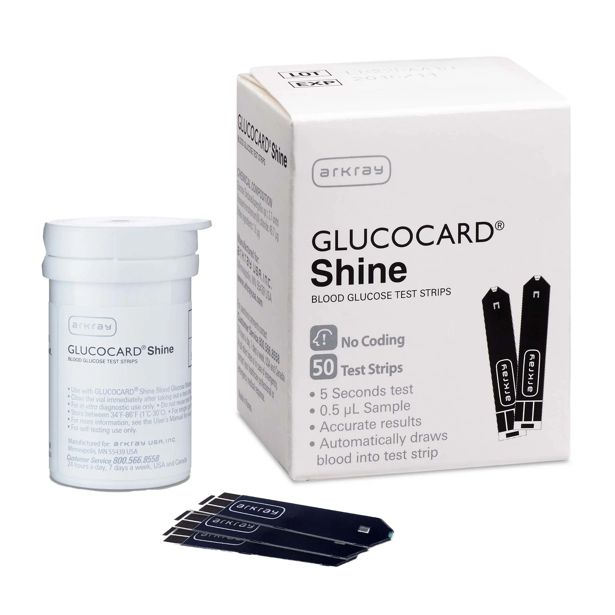 Arkray USA Glucocard Shine Blood Glucose Test Strip for use with Monitoring Meter (600/CS)