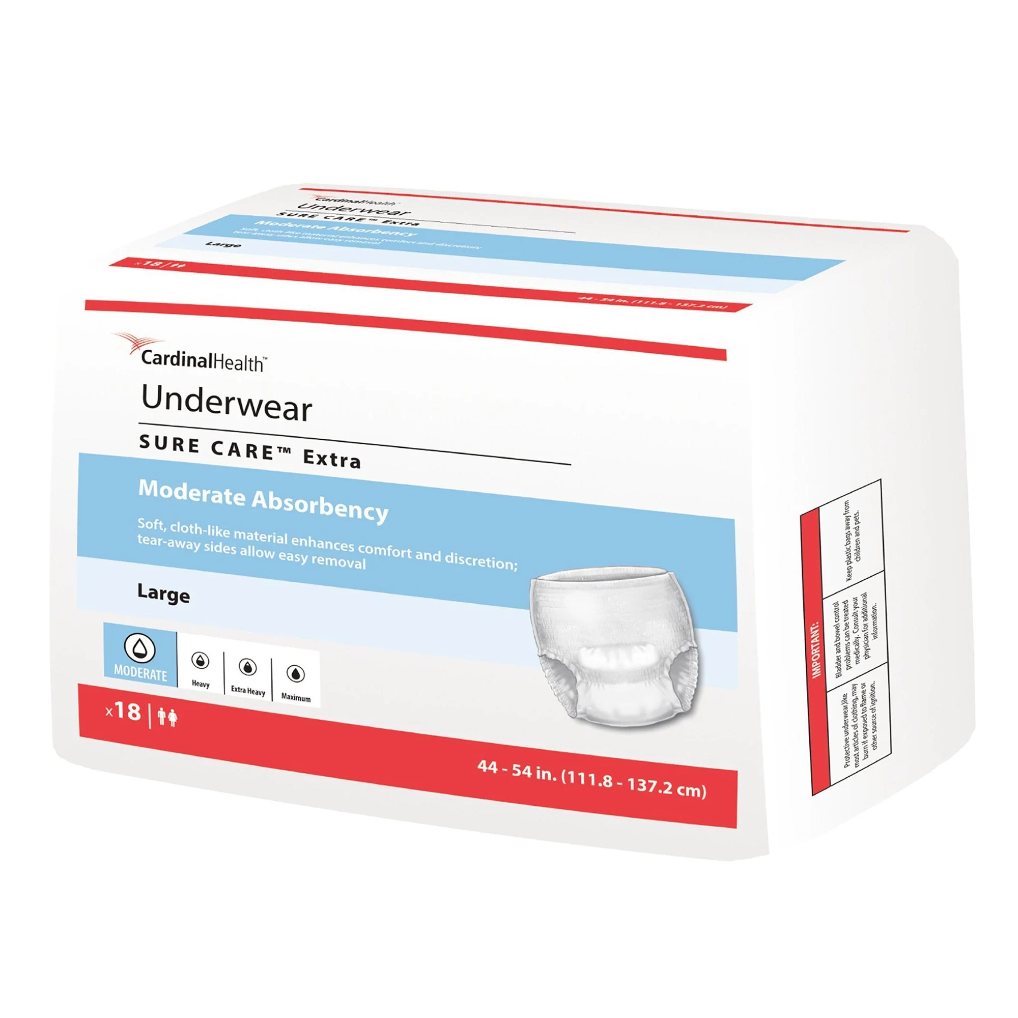 Cardinal Sure Care Extra Moderate Absorbency Incontinence Underwear, Large (72/CS) - Image 3