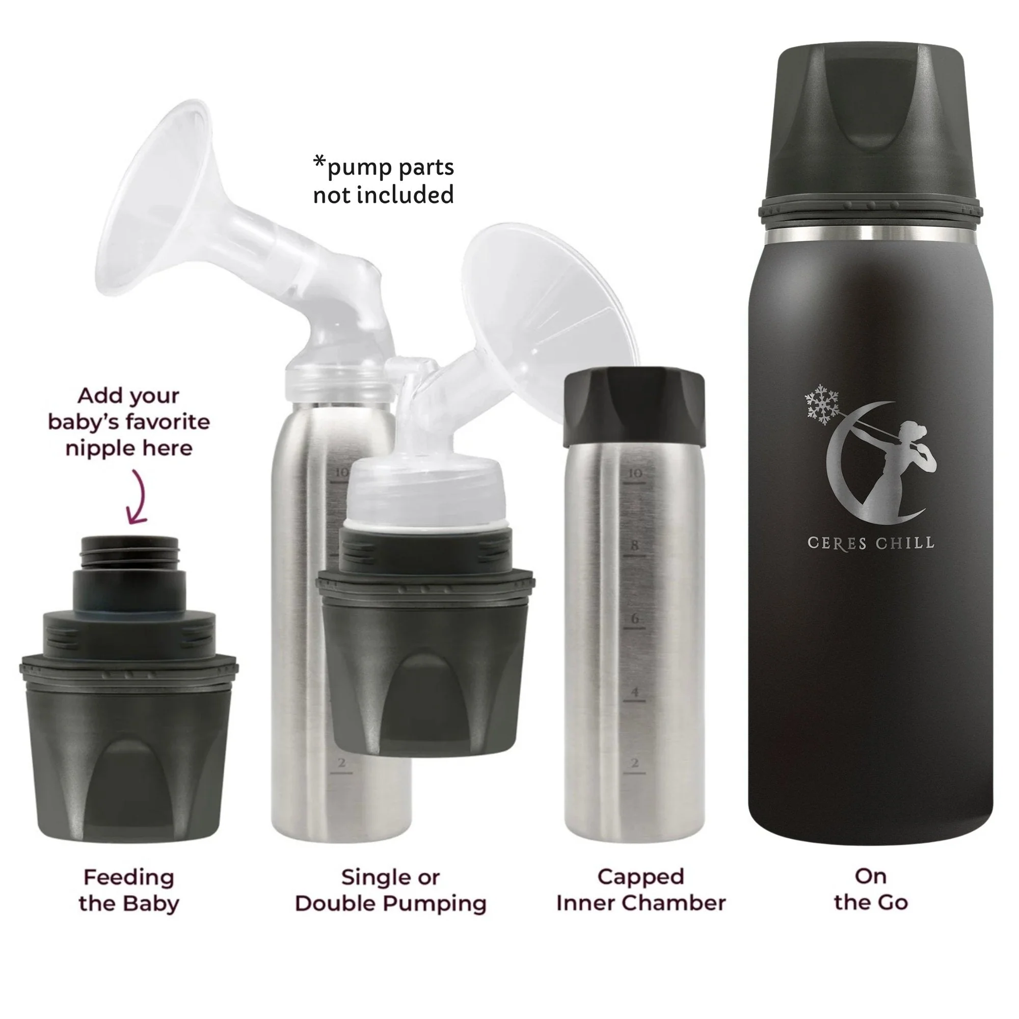 Ceres Chill Co Ceres Chill OG Stainless Steel Breast Milk Chiller Container, Black (12/CS) - Image 2