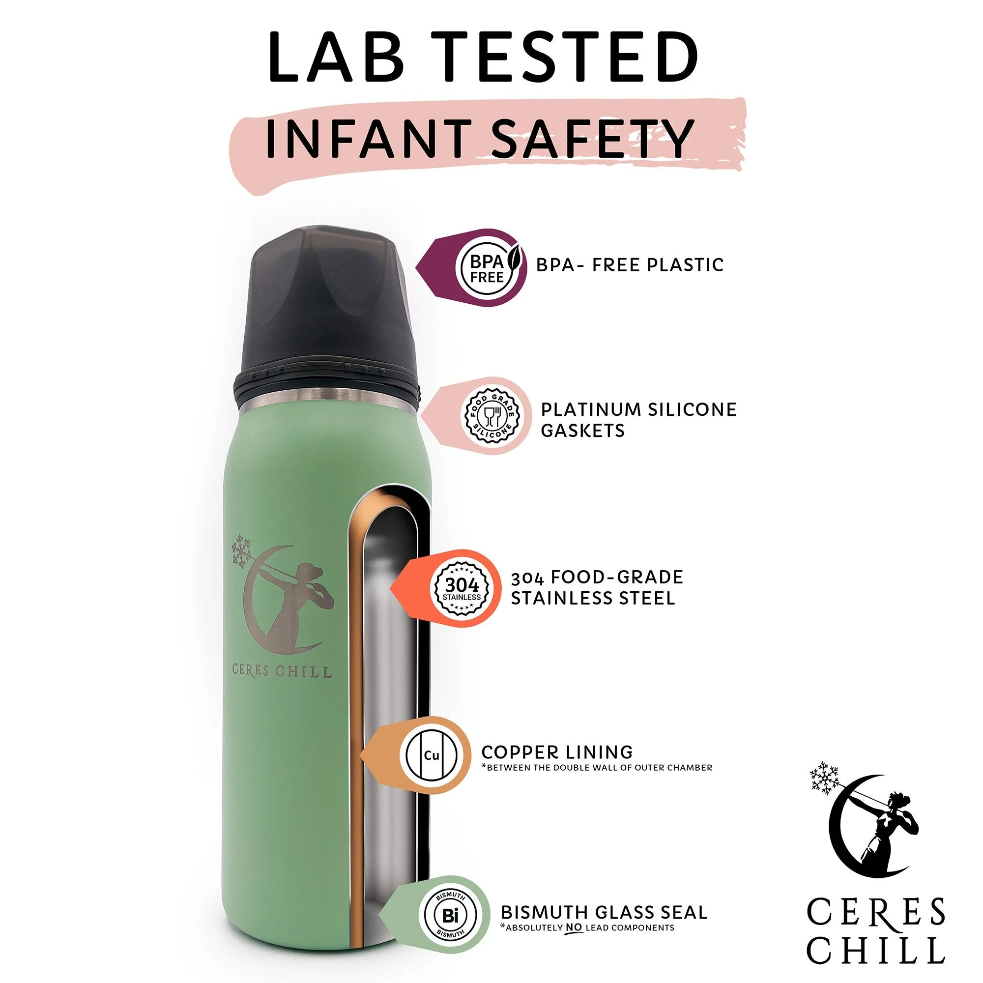 Ceres Chill Co Ceres Chill OG Stainless Steel Breast Milk Chiller Container, Black (12/CS) - Image 3