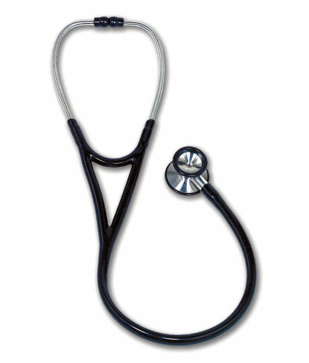 Cardiology Stethoscope Black 1-Tube 27 Inch Tube Double Sided Chestpiece