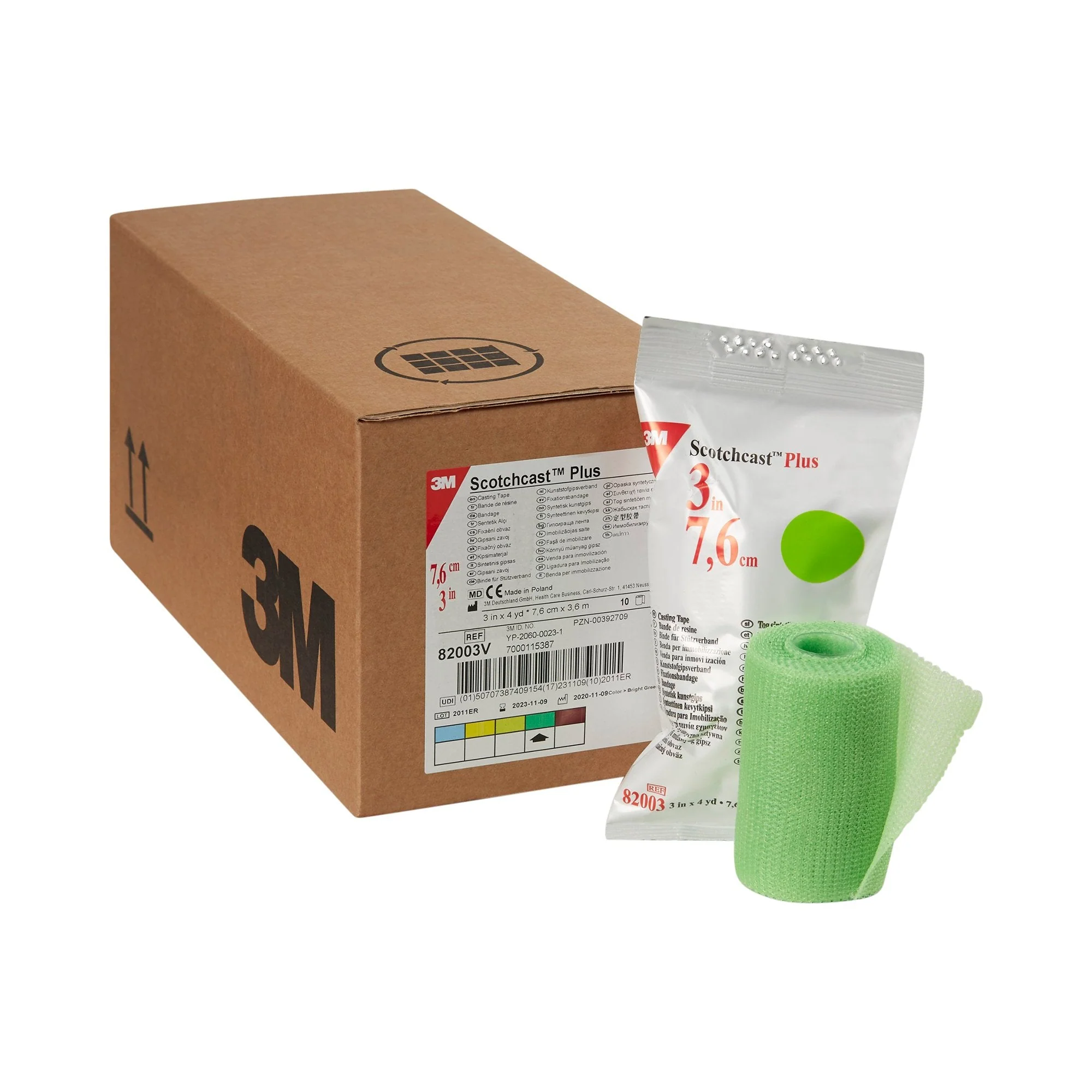 Solventum Corporation 3M Scotchcast Plus Bright Green Cast Tape, 3 Inch x 4 Yard (10/CS) - Image 3