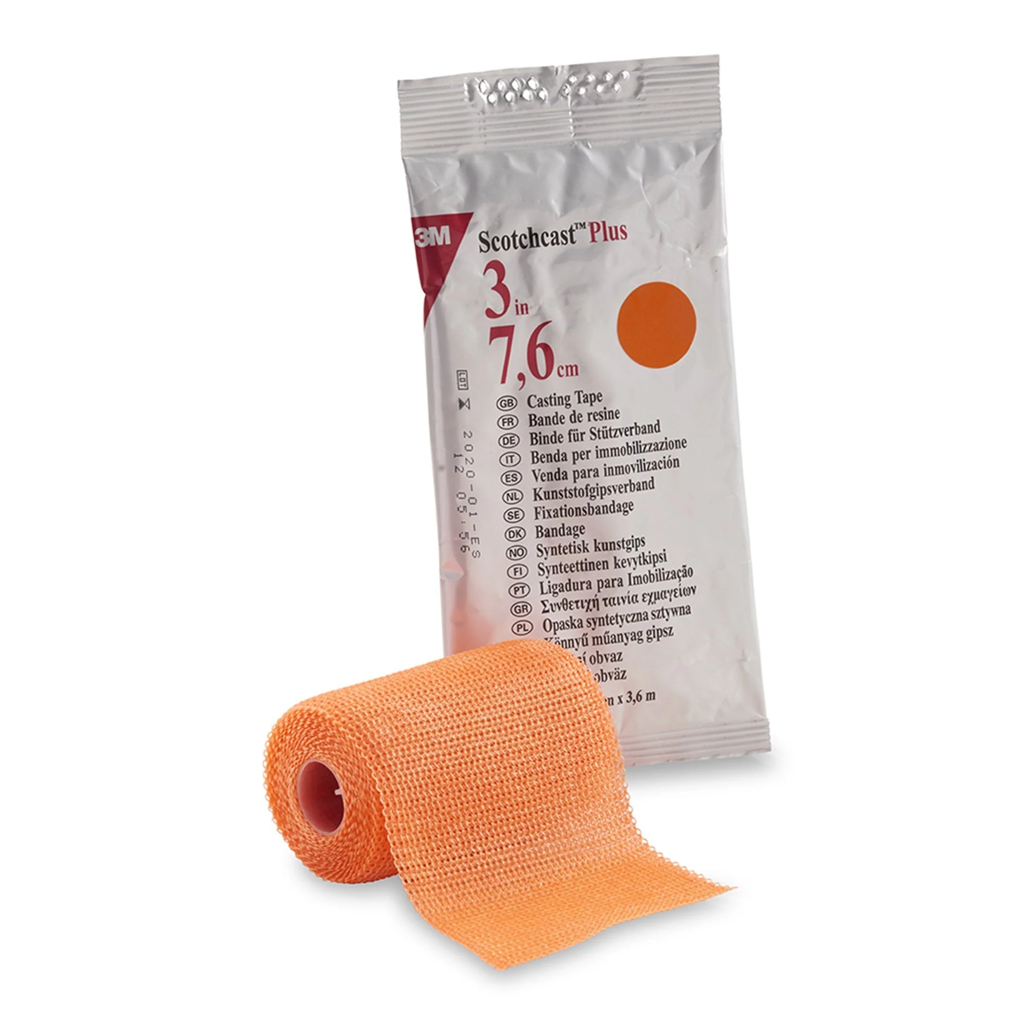 Solventum Corporation 3M Scotchcast Plus Bright Orange Cast Tape, 3 Inch x 4 Yard (10/CS)