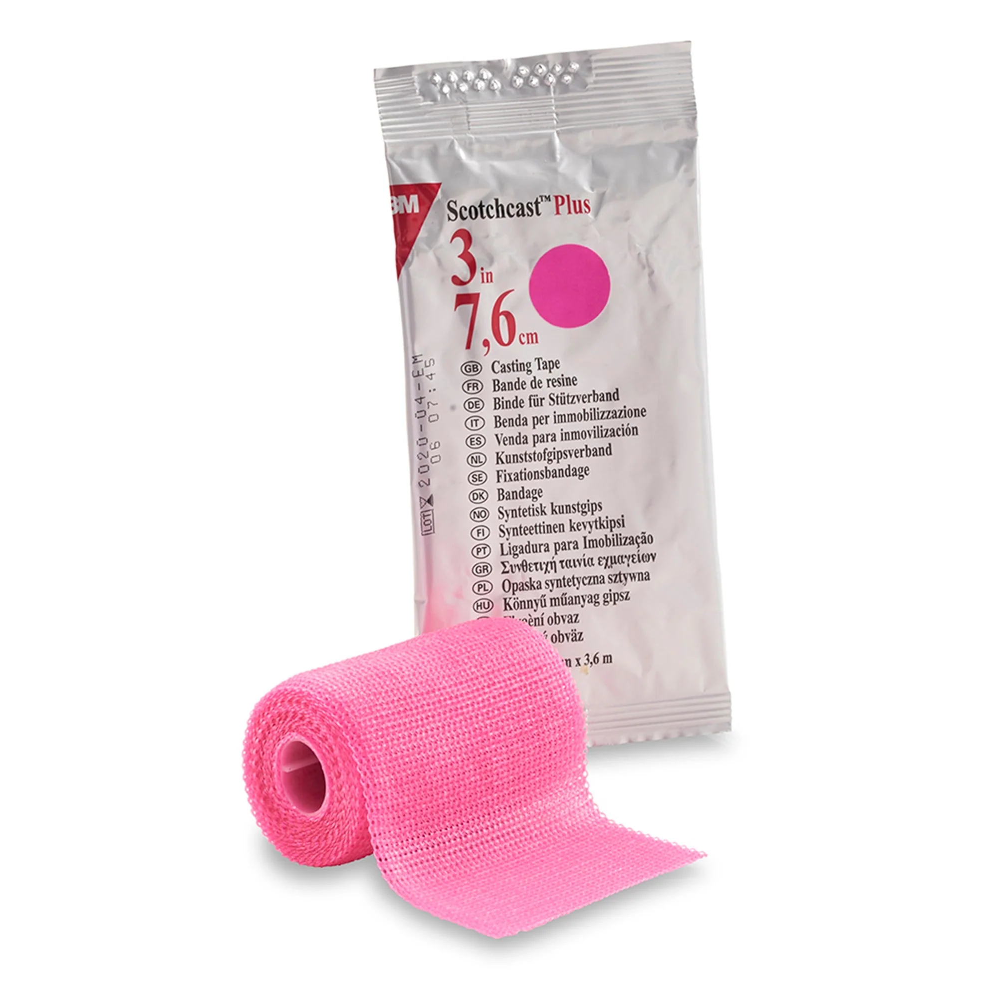 Solventum Corporation 3M Scotchcast Plus Cast Tape, Bright Pink, 3 Inch x 4 Yard (10/CS)