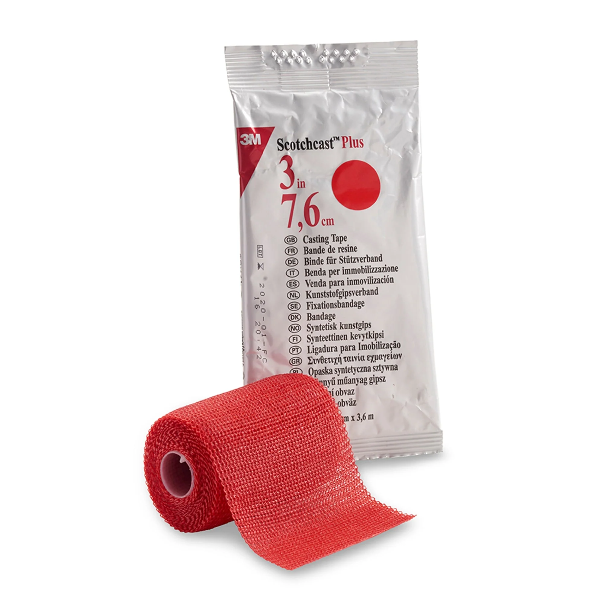 Solventum Corporation 3M Scotchcast Plus Cast Tape, Red, 3 Inch x 4 Yard (10/CS)