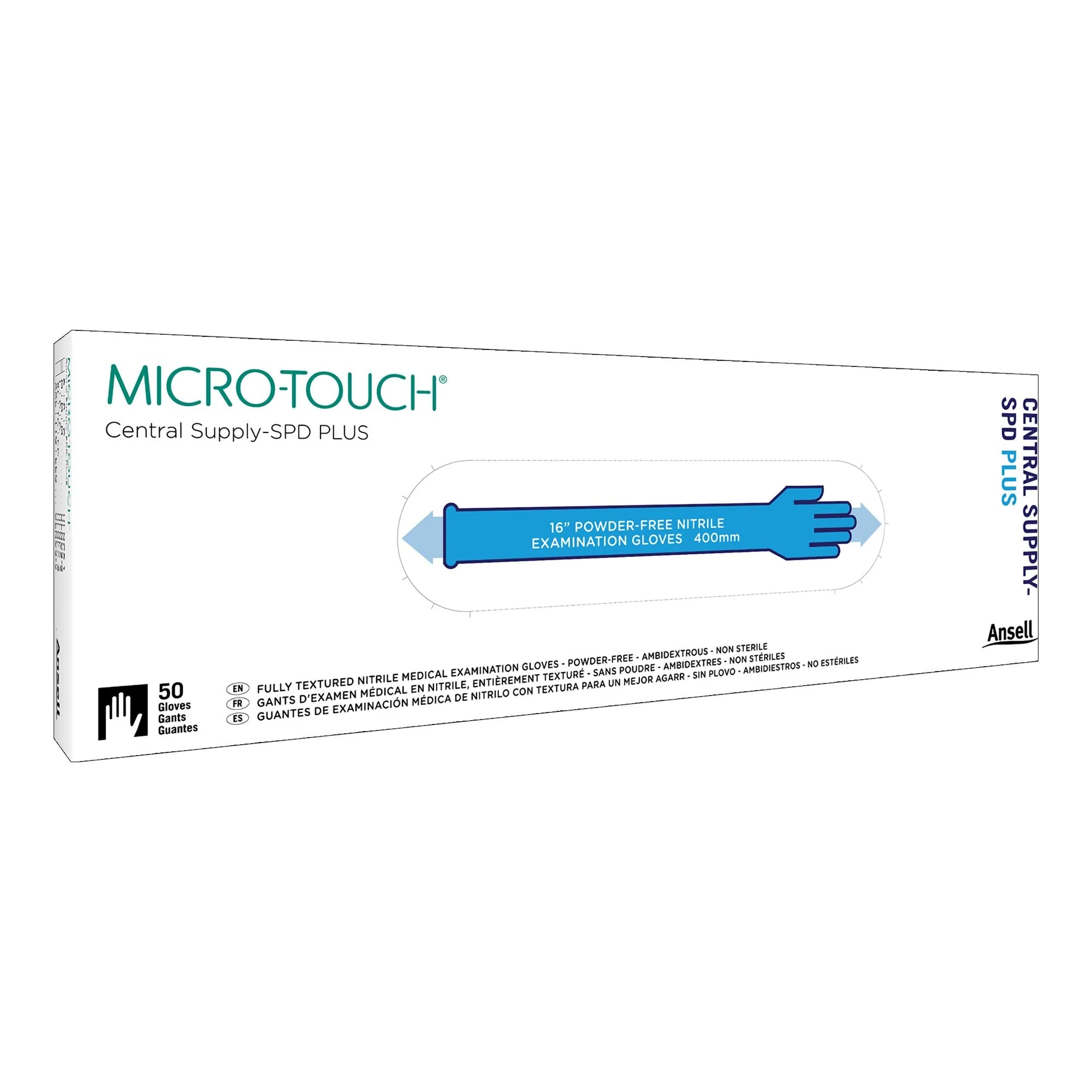Microflex Medical Chemical Protection Glove Micro-Touch Central Supply SPD Plus Small Nitrile Blue 16 Inch Length Beaded Cuff NonSterile (500/CS) - Image 2
