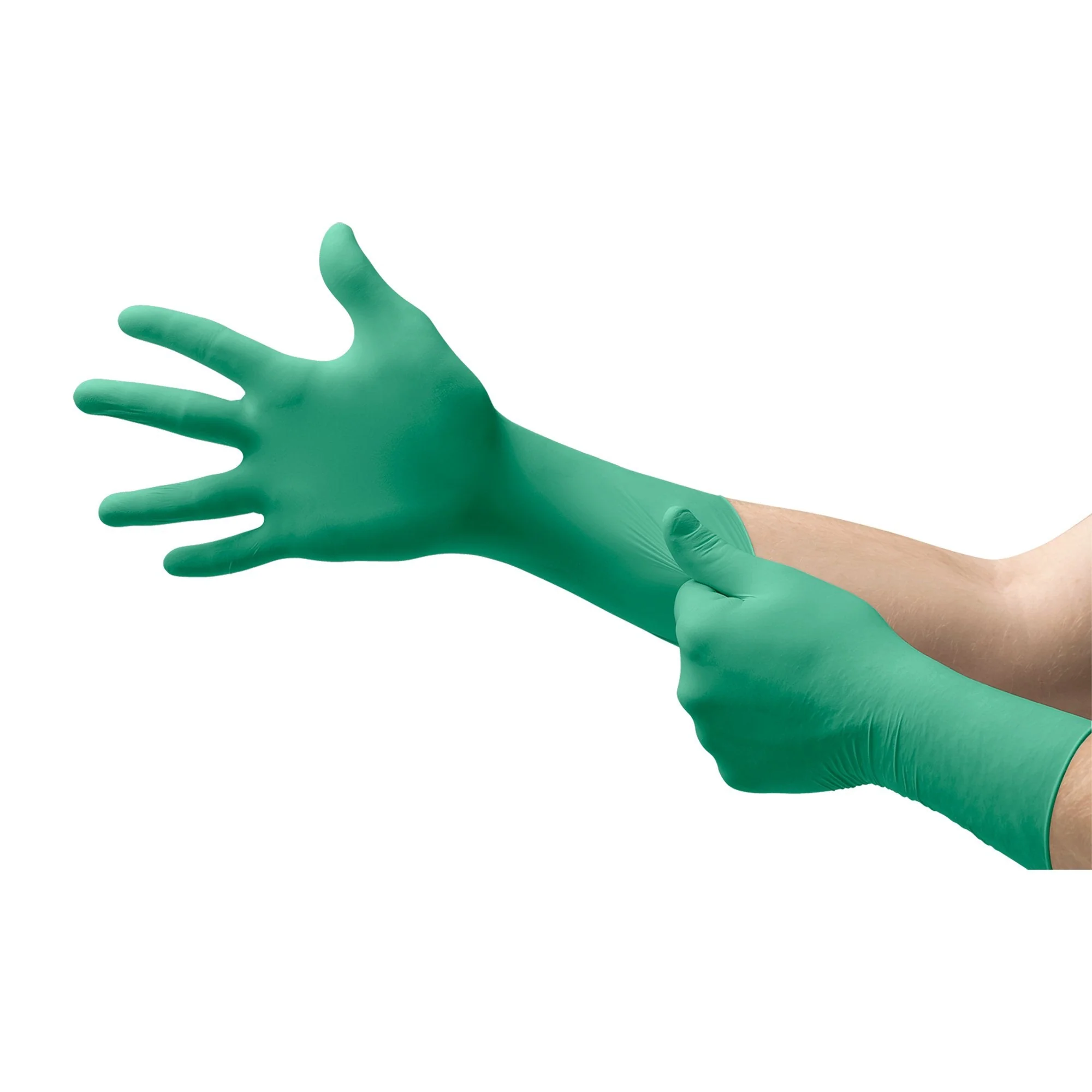 Microflex Medical Chemical Protection Glove TouchNTuff 92-605 Medium Nitrile Green 12 Inch Length Beaded Cuff NonSterile (1000/CS)