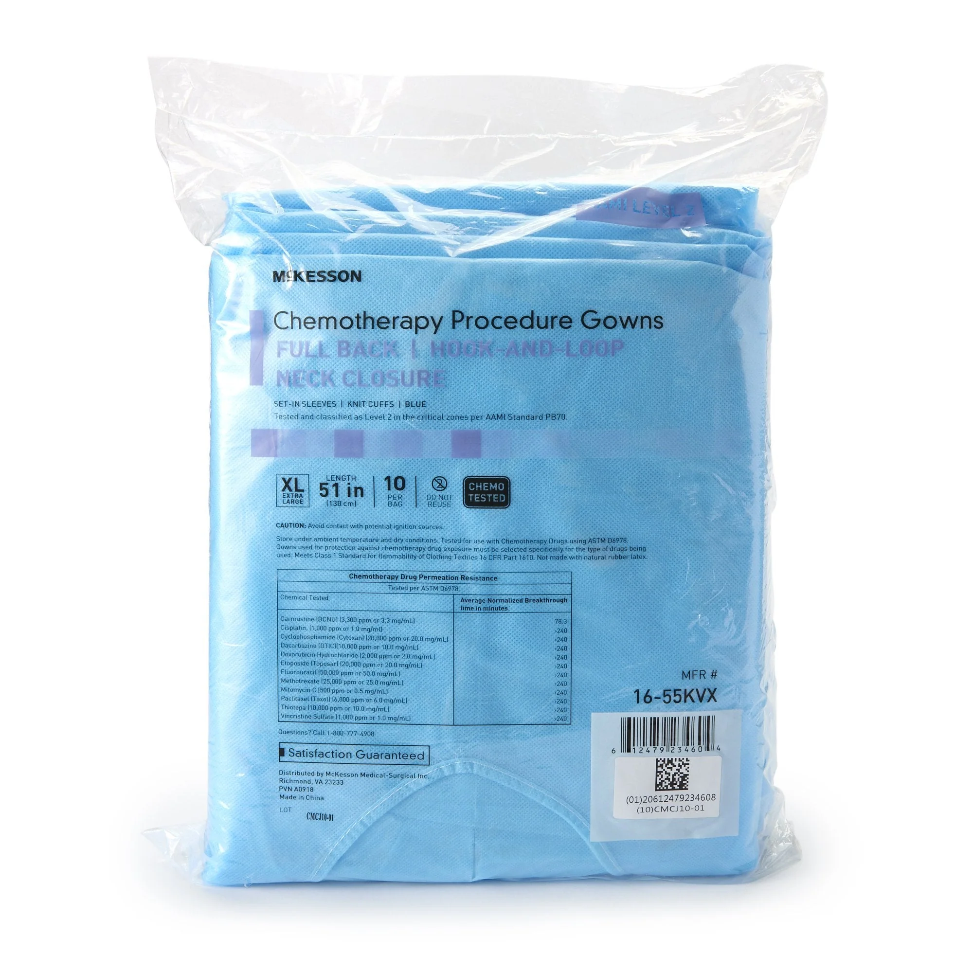 McKesson Brand McKesson Full Back Chemotherapy Procedure Gown, Extra Large (30/CS) - Image 3