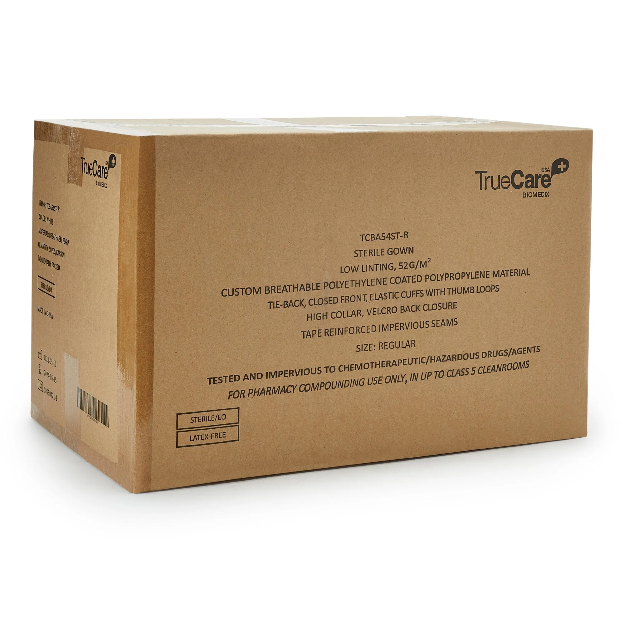 TrueCare Biomedix Chemotherapy Procedure Gown One Size Fits Most White Sterile ASTM F739-12 Disposable (50/CT) - Image 5