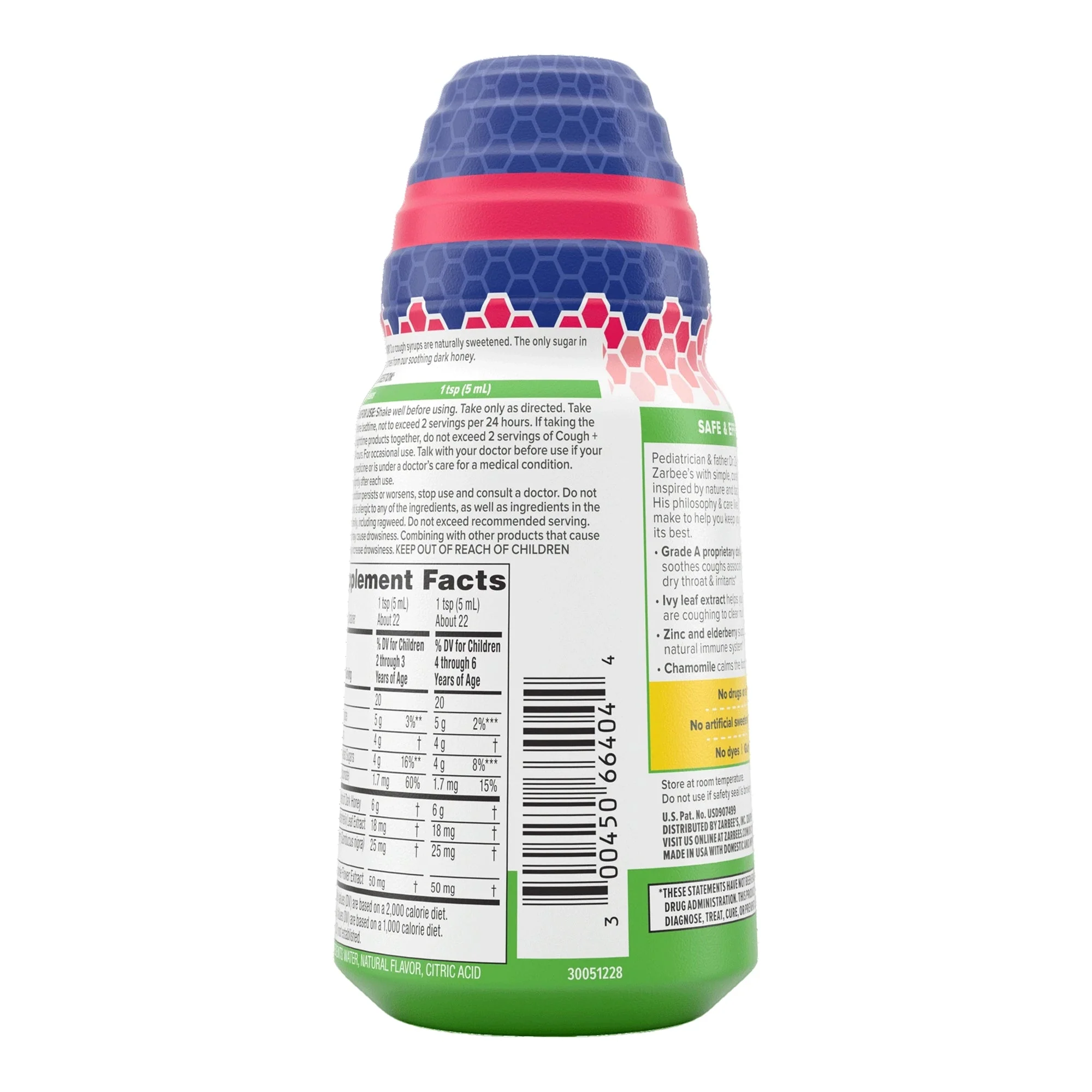 J & J Sales Zarbee's Children's Nighttime Cough Syrup + Mucus, Mixed Berry Flavor - Image 2