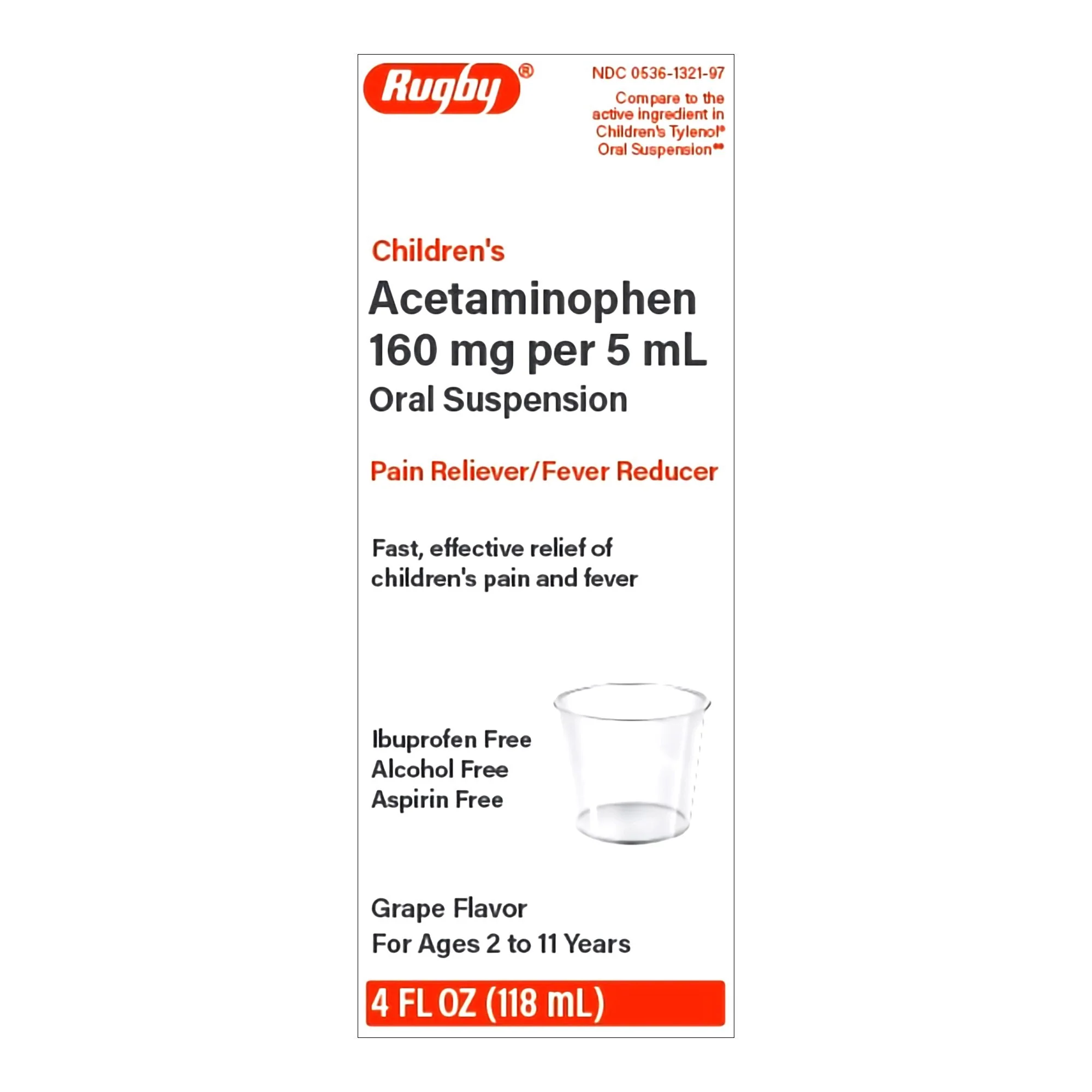 Major Pharmaceuticals Children's Pain Relief 160 mg / 5 mL Strength Acetaminophen Oral Suspension 4 oz.