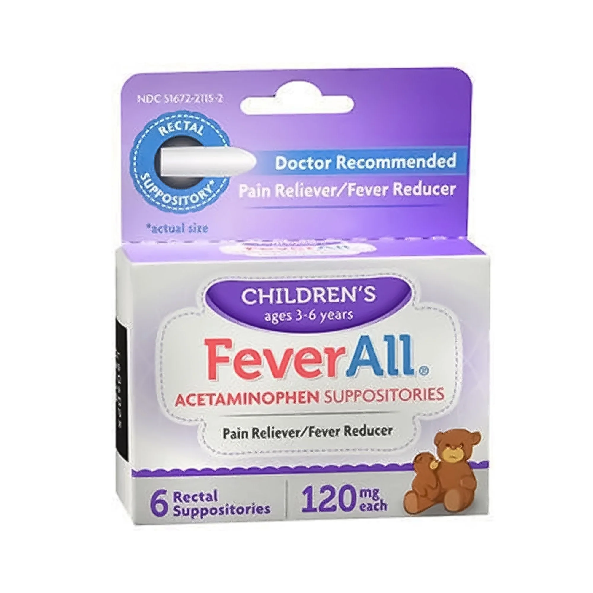 Taro Children's Pain Relief FeverAll 120 mg Strength Acetaminophen Rectal Suppository 6 per Box (6/CT)