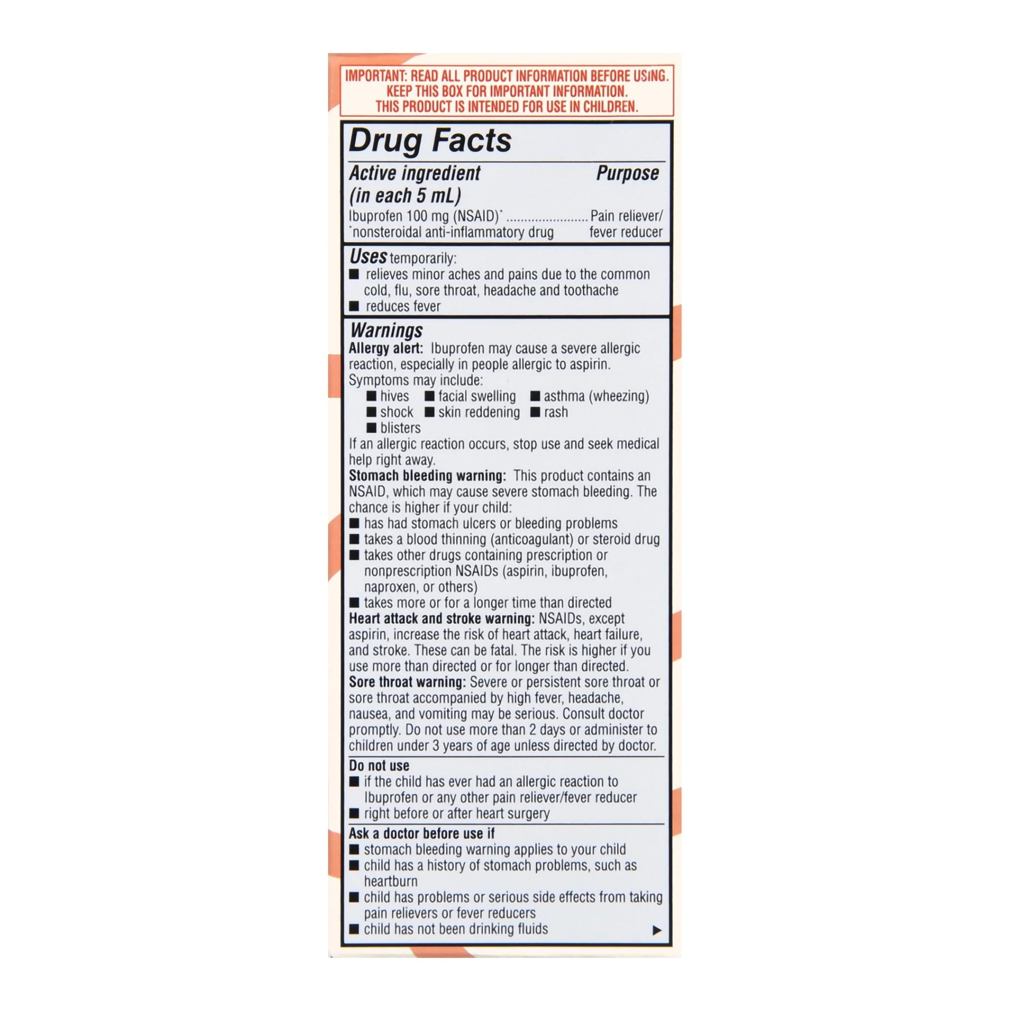McKesson Brand Foster & Thrive Ibuprofen Children's Pain Relief, Bubblegum Flavor - Image 3