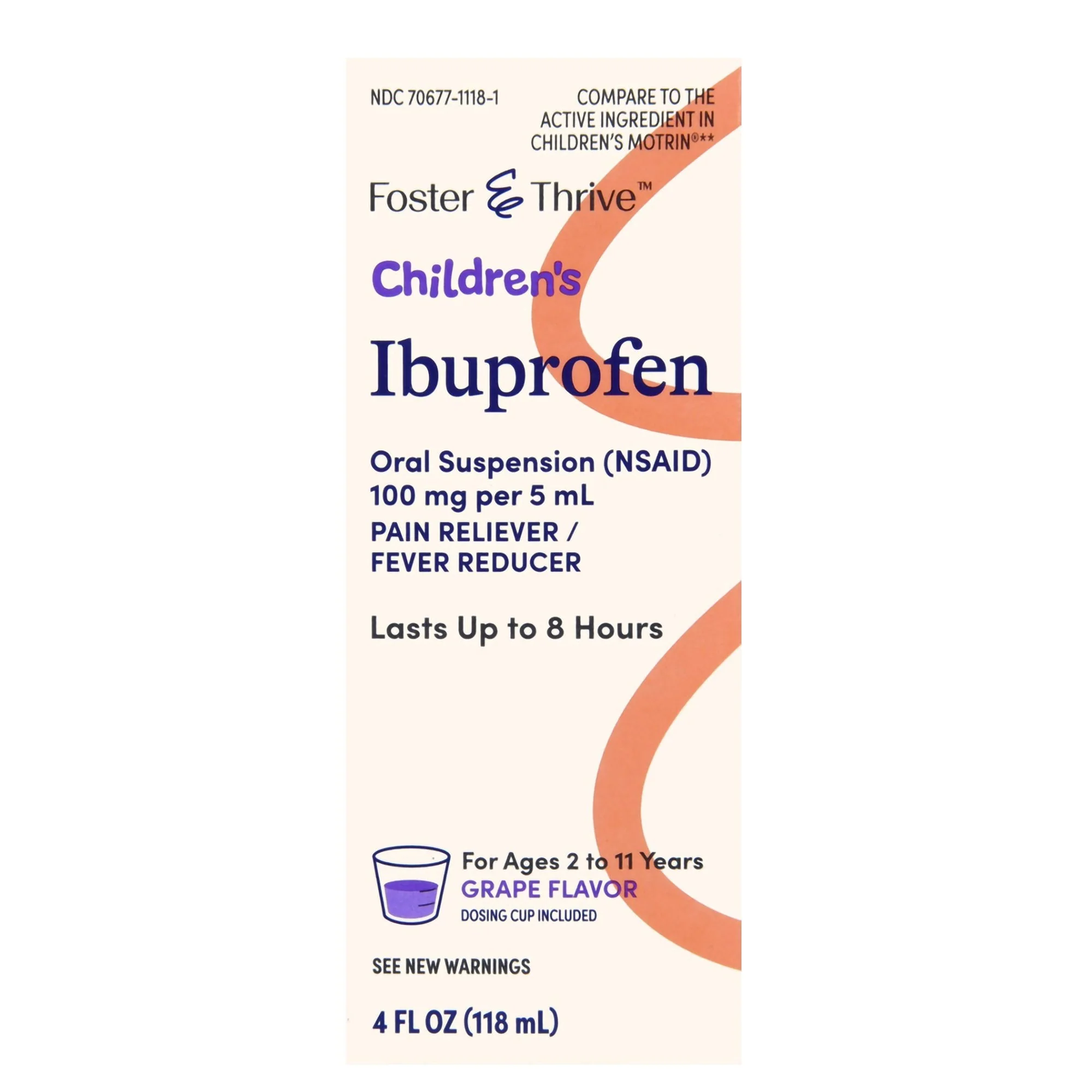 McKesson Brand Foster & Thrive Children's Ibuprofen Oral Suspension Grape