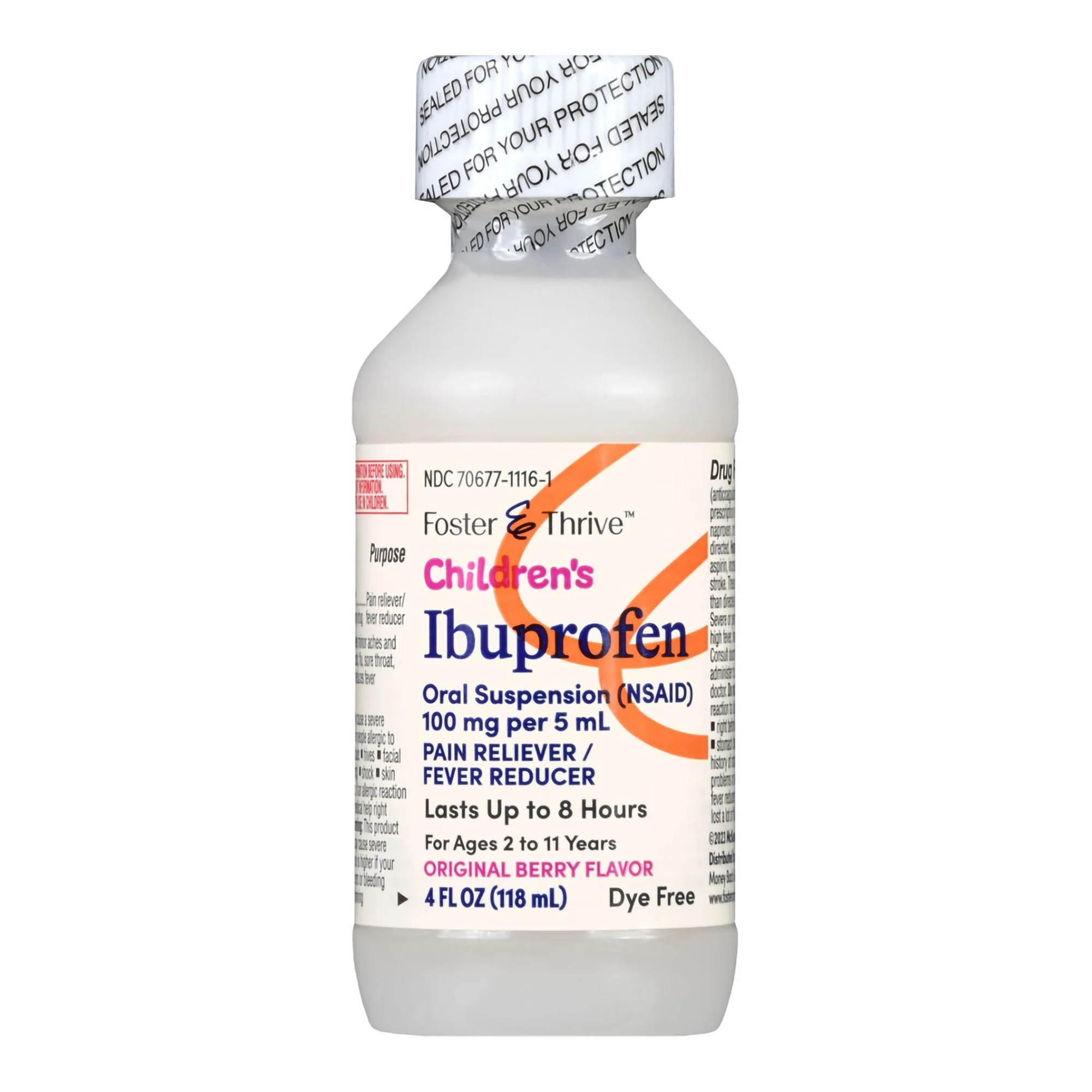 McKesson Brand Foster & Thrive Children's Ibuprofen Oral Suspension, Original Berry, 4 ounces - Image 4