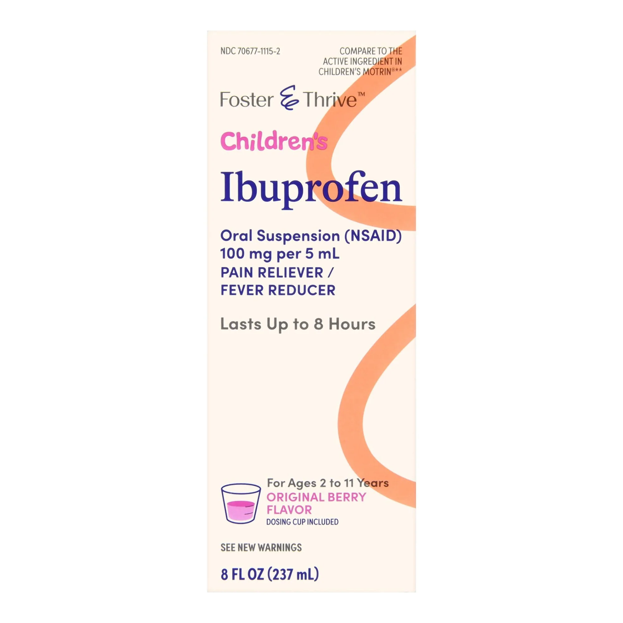 Children's Pain Relief Foster & Thrive 100 mg / 5 mL Strength Ibuprofen Oral Suspension 8 oz.