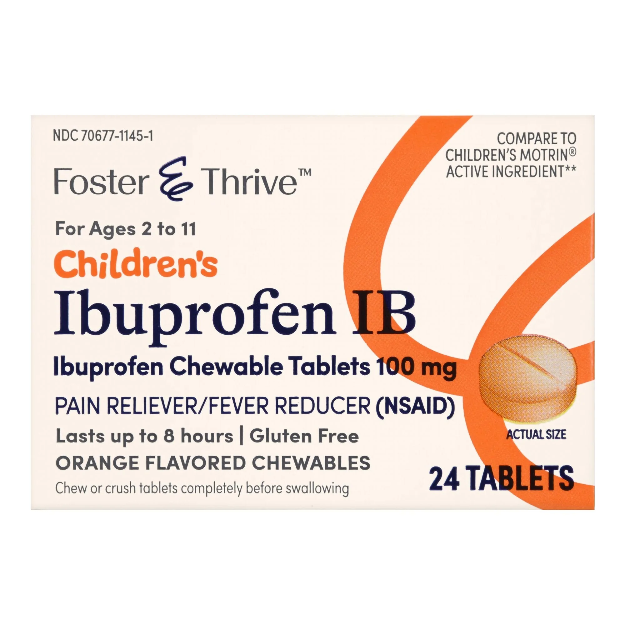 McKesson Brand Foster & Thrive Children's Ibuprofen IB Chewable Tablets 100 mg Orange