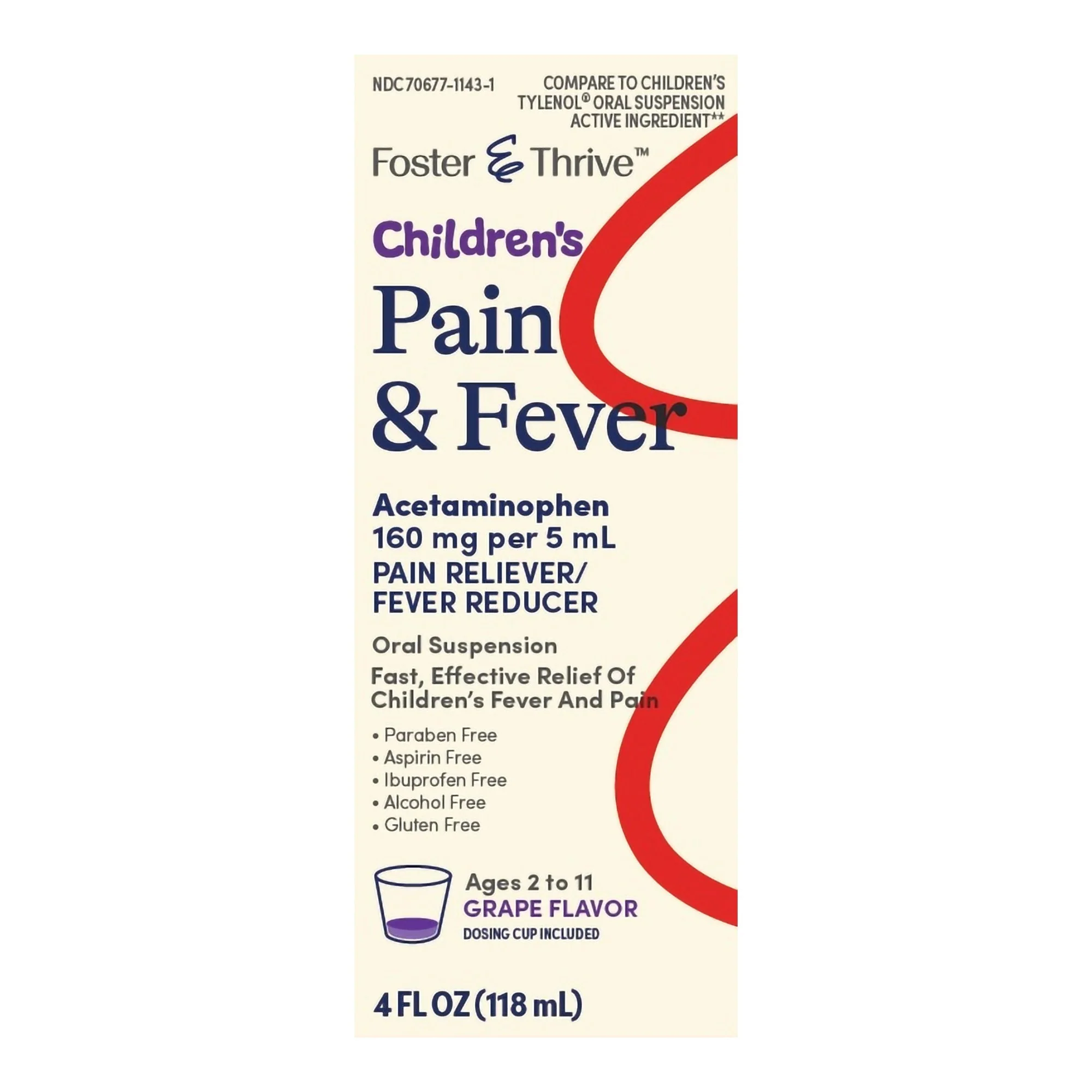 McKesson Brand Foster & Thrive Acetaminophen Children's Pain Relief, Grape Flavor