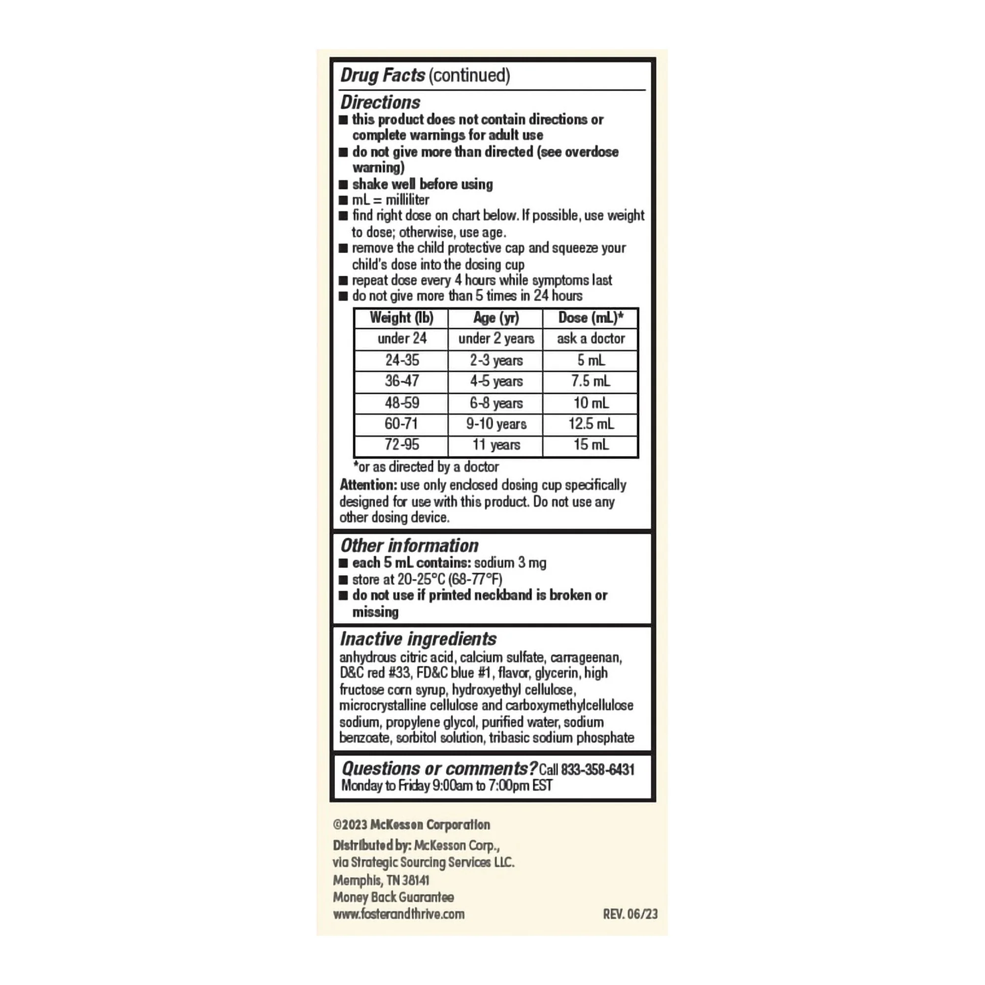 McKesson Brand Foster & Thrive Acetaminophen Children's Pain Relief, Grape Flavor - Image 3