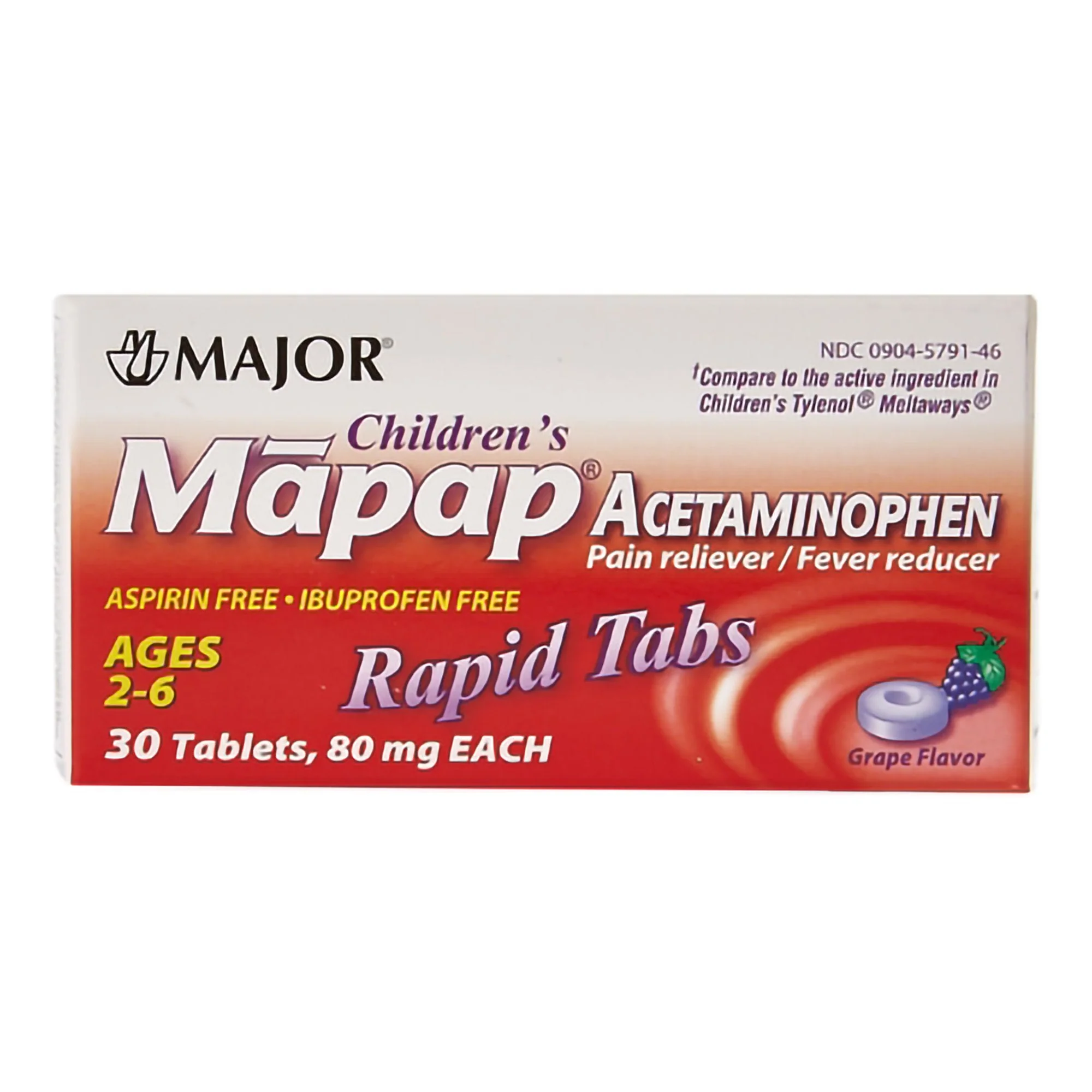 Major Pharmaceuticals Mapap Acetaminophen Grape Flavor Children's Pain Relief
