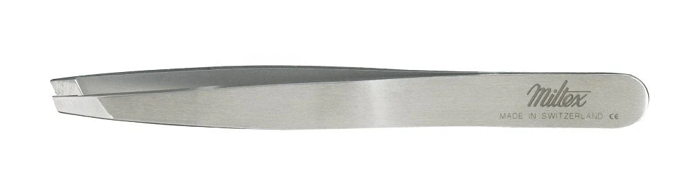 Cilia Forceps Miltex Swiss 3-3/4 Inch Length OR / Surgical Grade German Stainless Steel NonSterile NonLocking Thumb Handle Straight Diagonal Tips