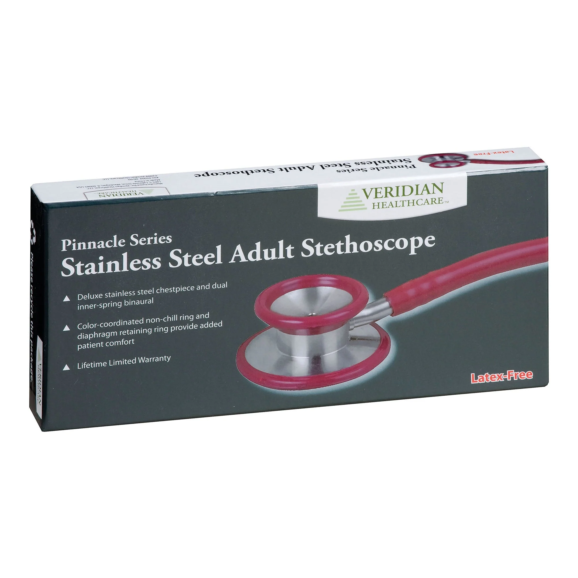 Veridian Healthcare LLC Veridian Pinnacle Series Stainless Steel Stethoscope, Blue (50/CS) - Image 3