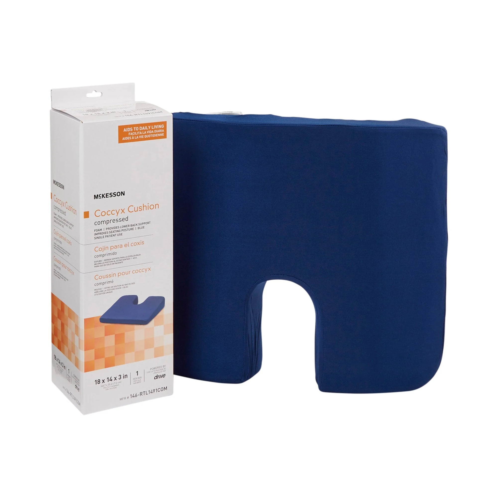McKesson Brand McKesson Compressed Coccyx Cushion, 18 x 14 x 3 Inch (4/CS)