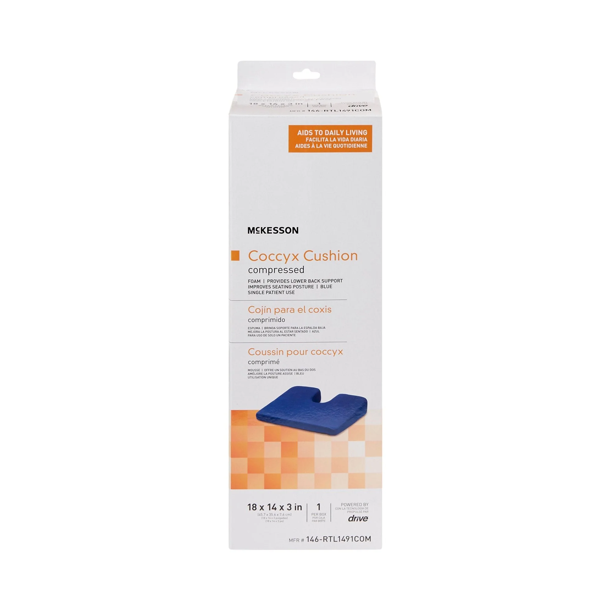 McKesson Brand McKesson Compressed Coccyx Cushion, 18 x 14 x 3 Inch (4/CS) - Image 2