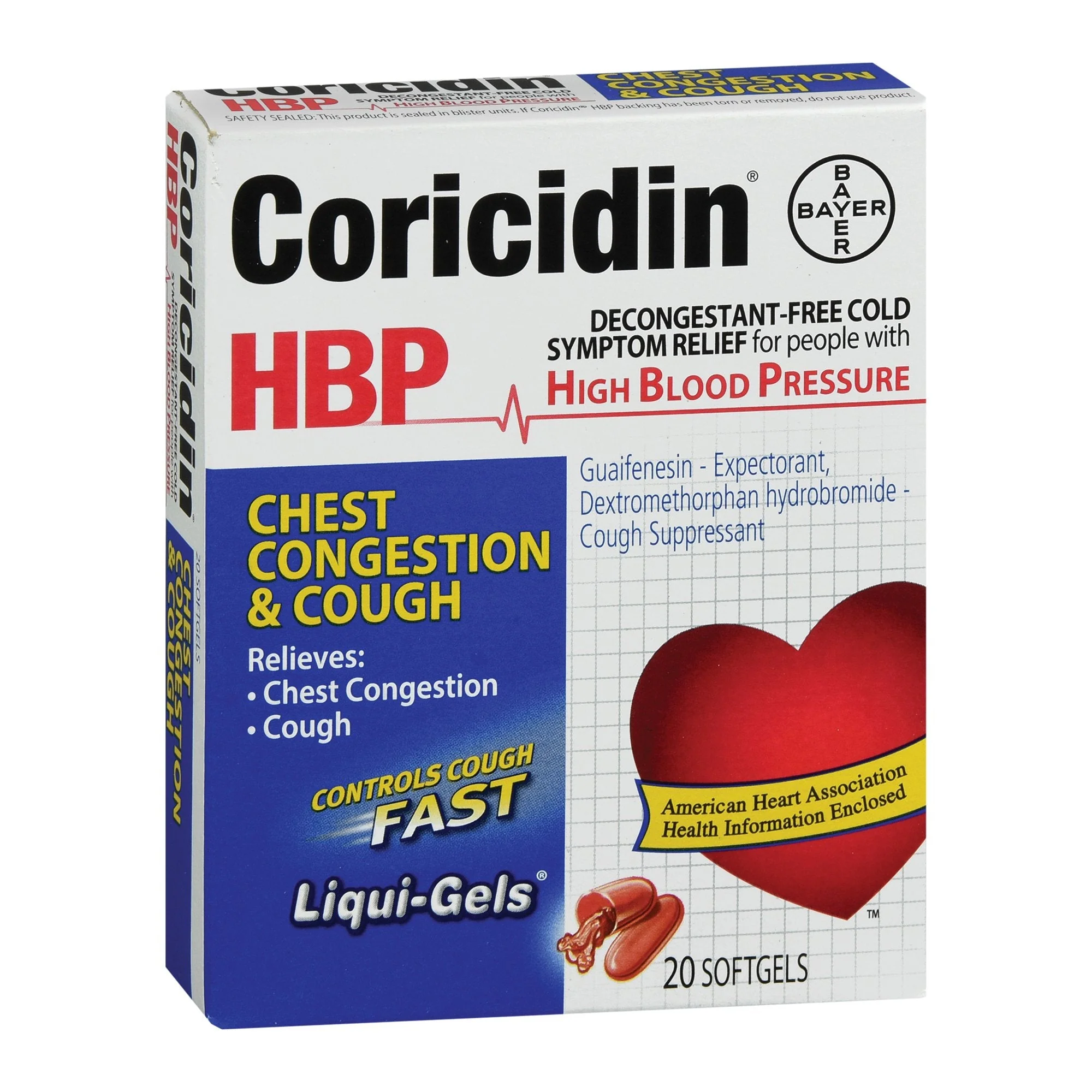 Bayer Coricidin HBP Guaifenesin / Dextromethorphan Cold and Cough Relief