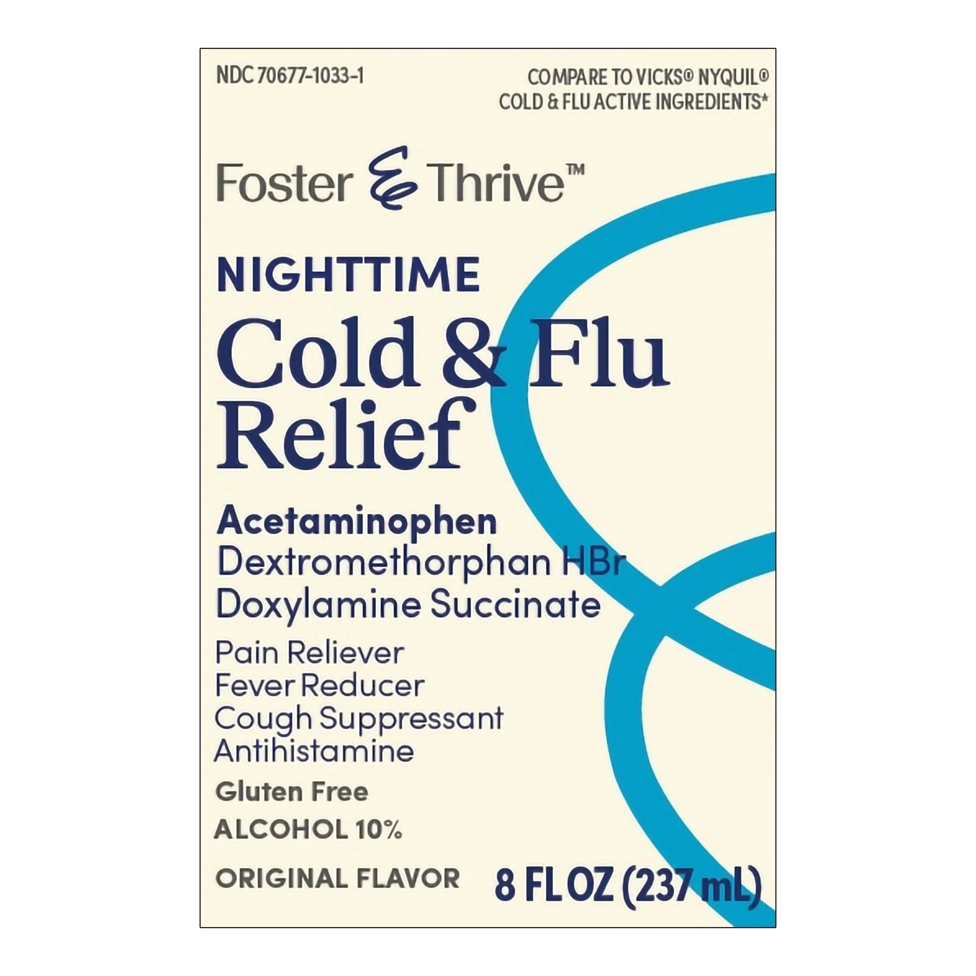 McKesson Brand Foster & Thrive Nighttime Cold & Flu Relief Liquid, Original