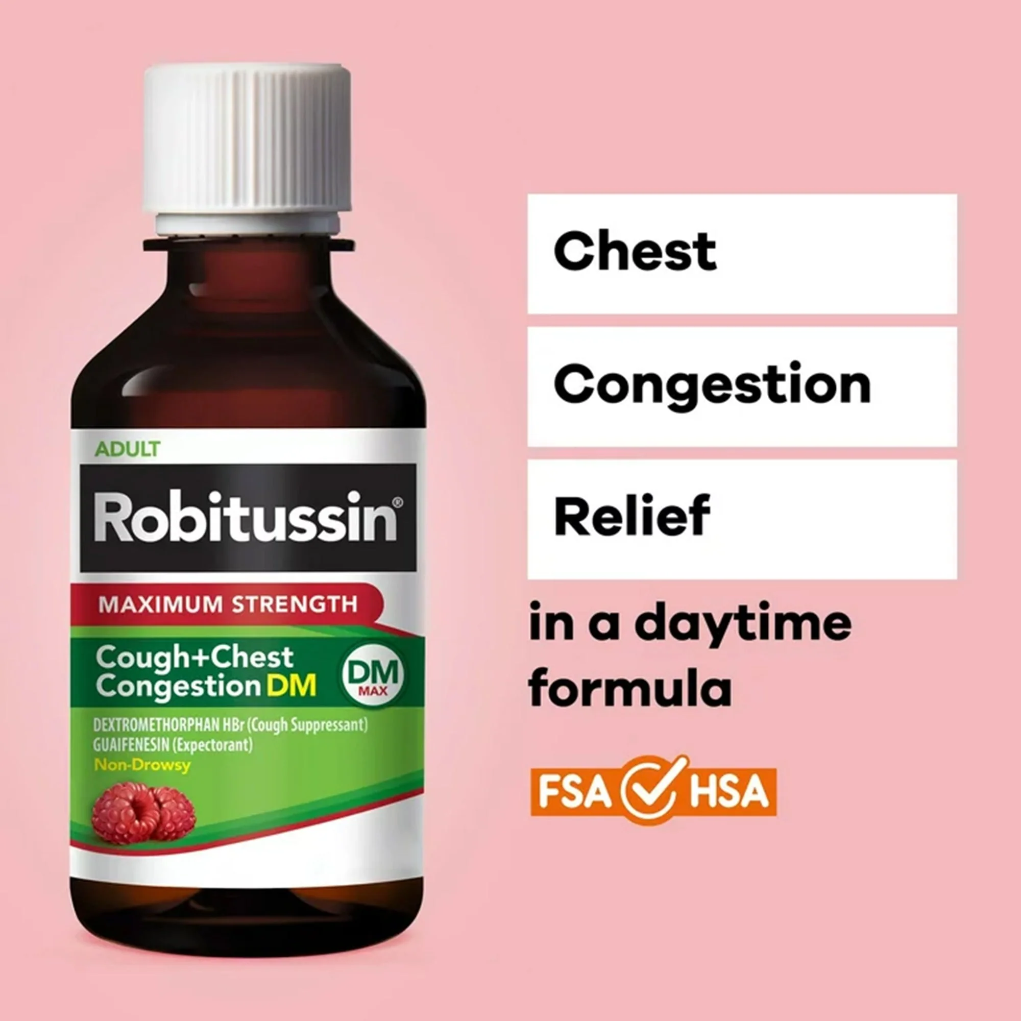 Glaxo Consumer Products Robitussin Adult Cough + Chest Congestion DM Liquid Maximum Strength, 8 ounces - Image 4