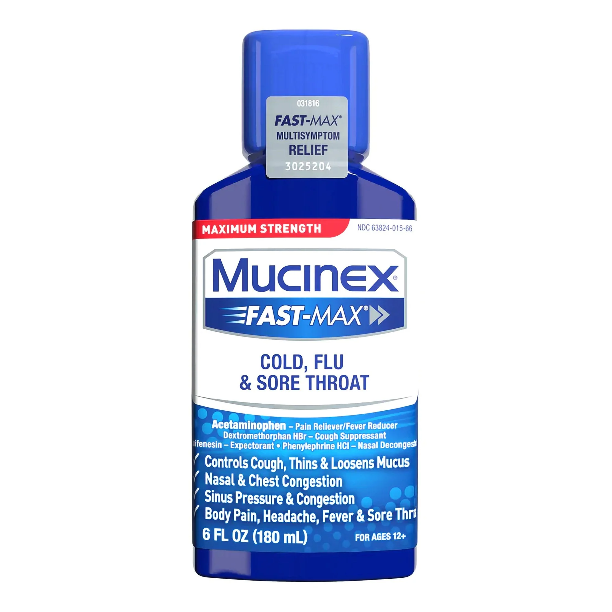 Reckitt Benckiser Mucinex Fast-Max Cold, Flu & Sore Throat Liquid Maximum Strength
