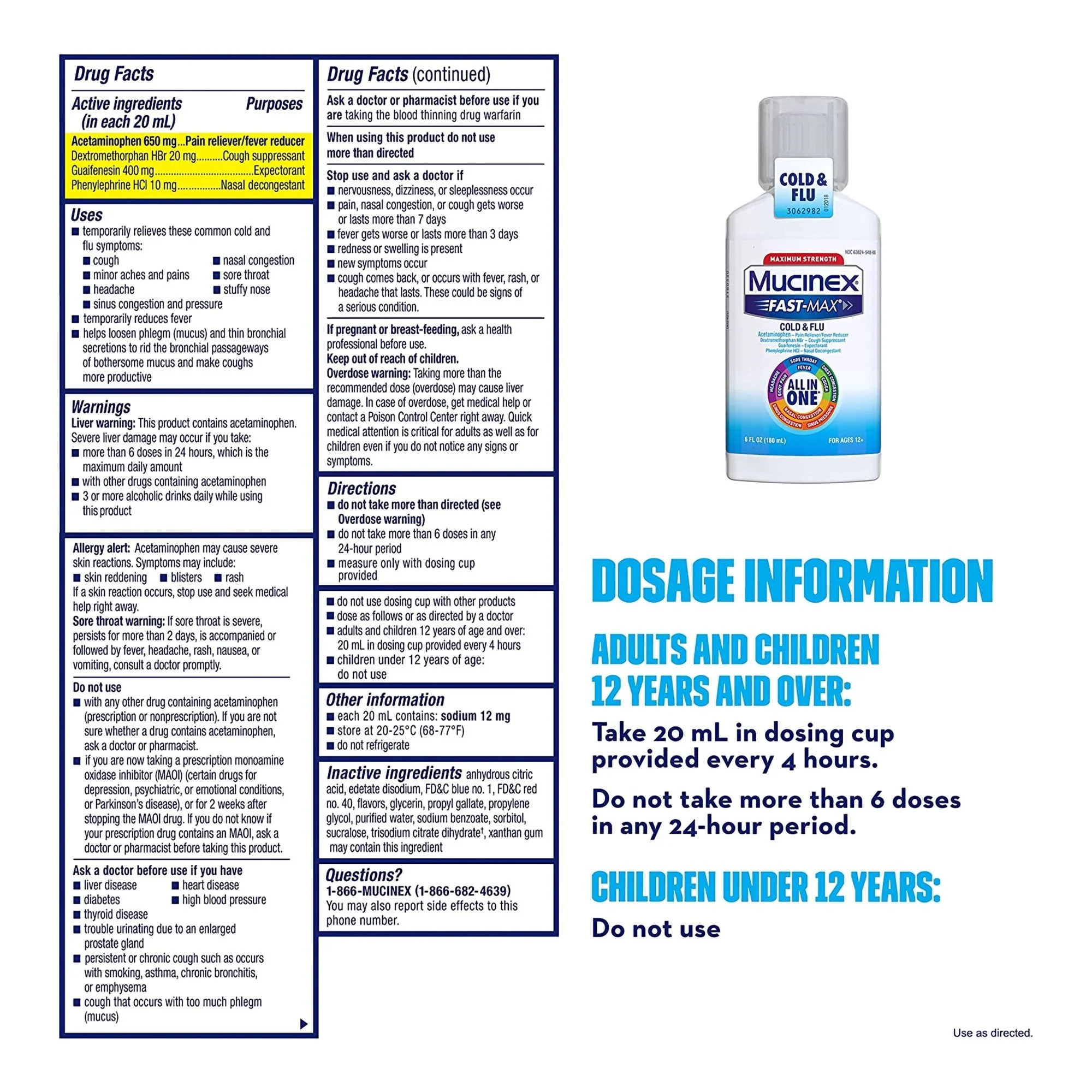 Reckitt Benckiser Mucinex Fast-Max Cold & Flu Cold and Cough Relief, 6-ounce Bottle - Image 3