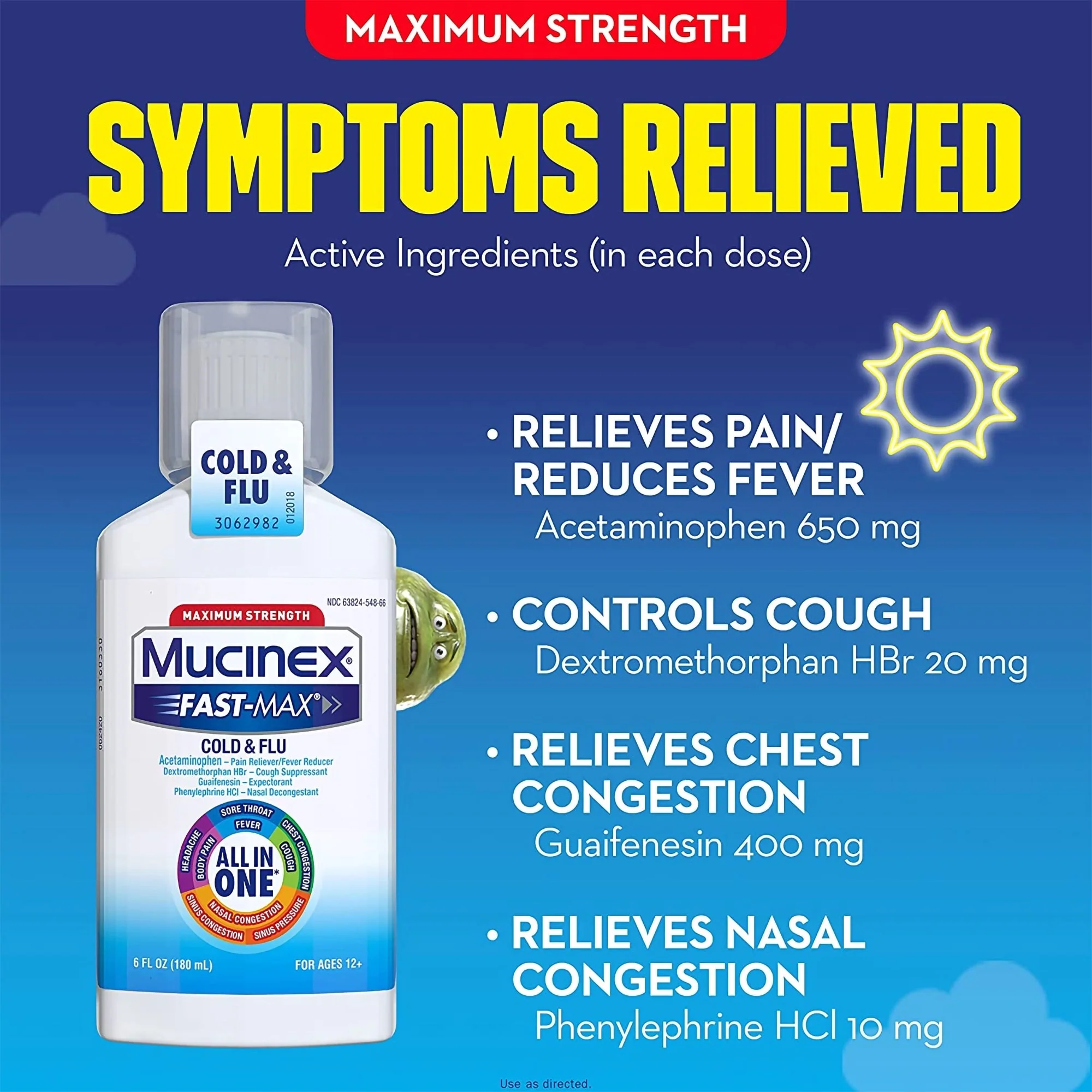 Reckitt Benckiser Mucinex Fast-Max Cold & Flu Cold and Cough Relief, 6-ounce Bottle - Image 4