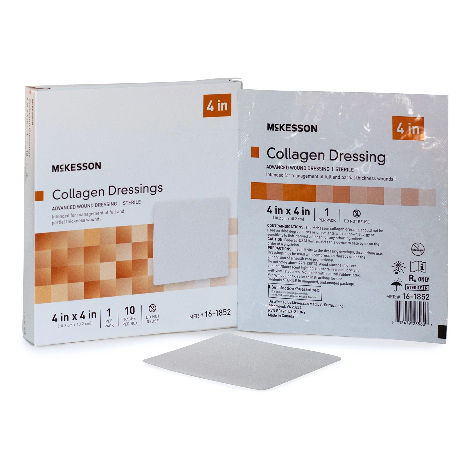 Collagen Dressing McKesson 4 X 4 Inch Square Sterile